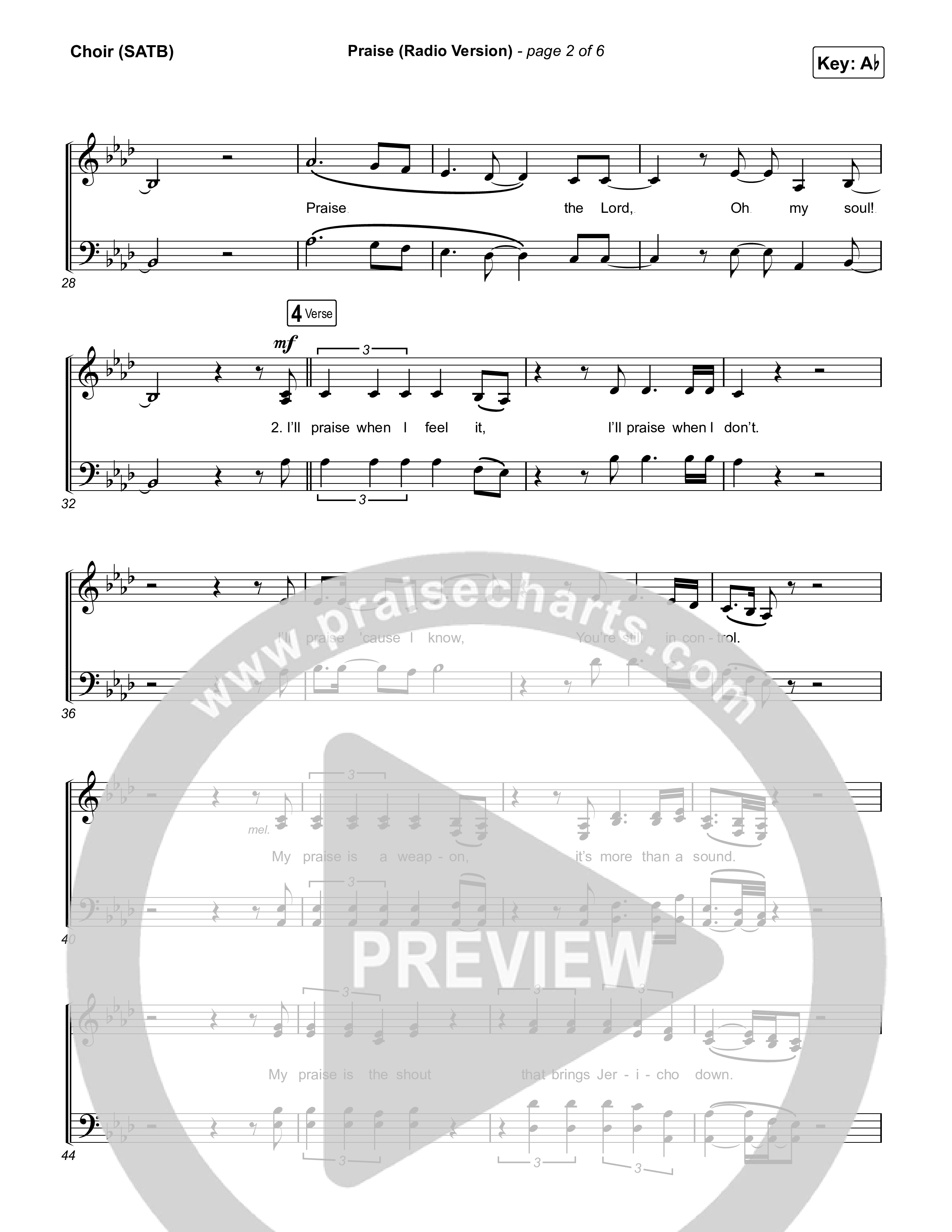 Praise (Radio) Choir Sheet (SATB) (Elevation Worship)