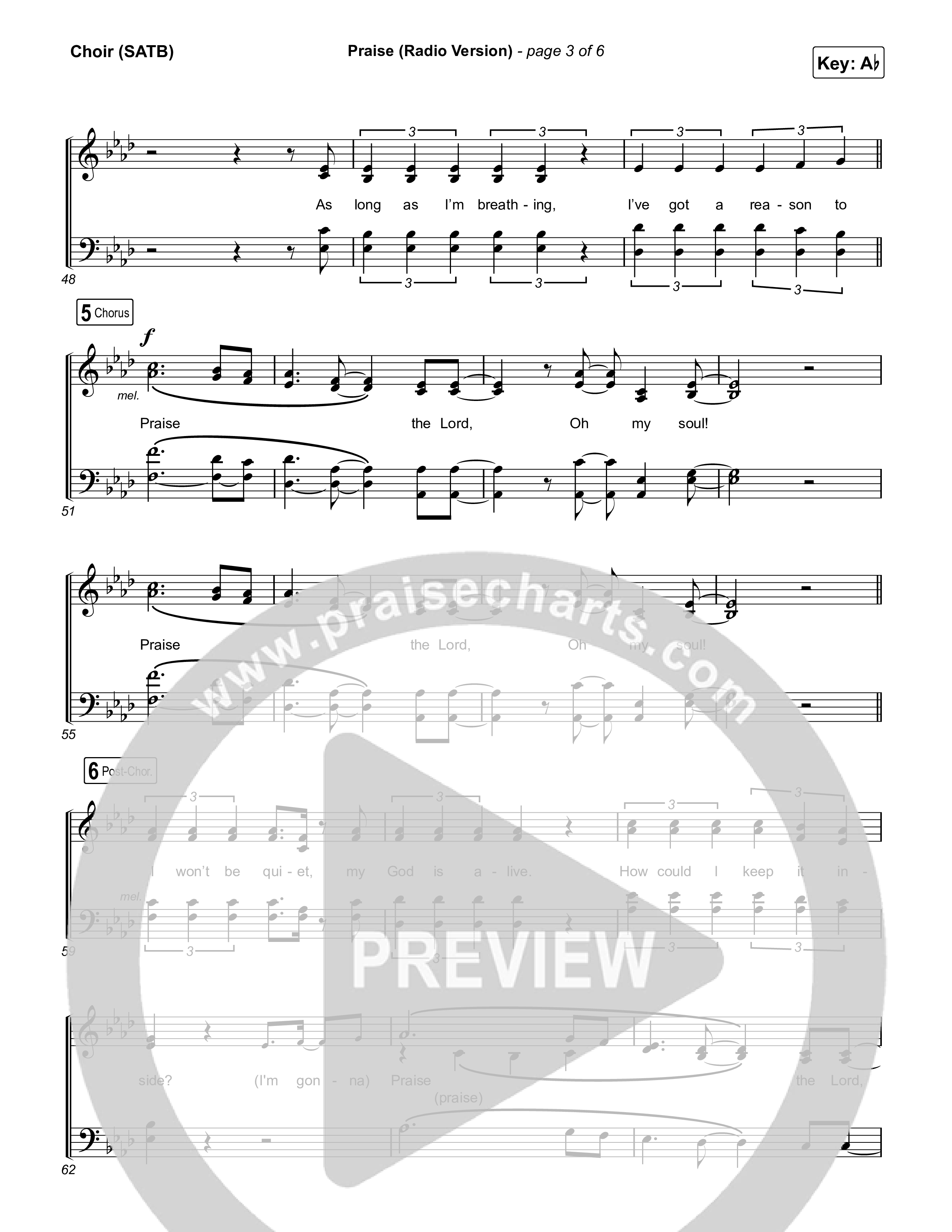 Praise (Radio) Choir Sheet (SATB) (Elevation Worship)