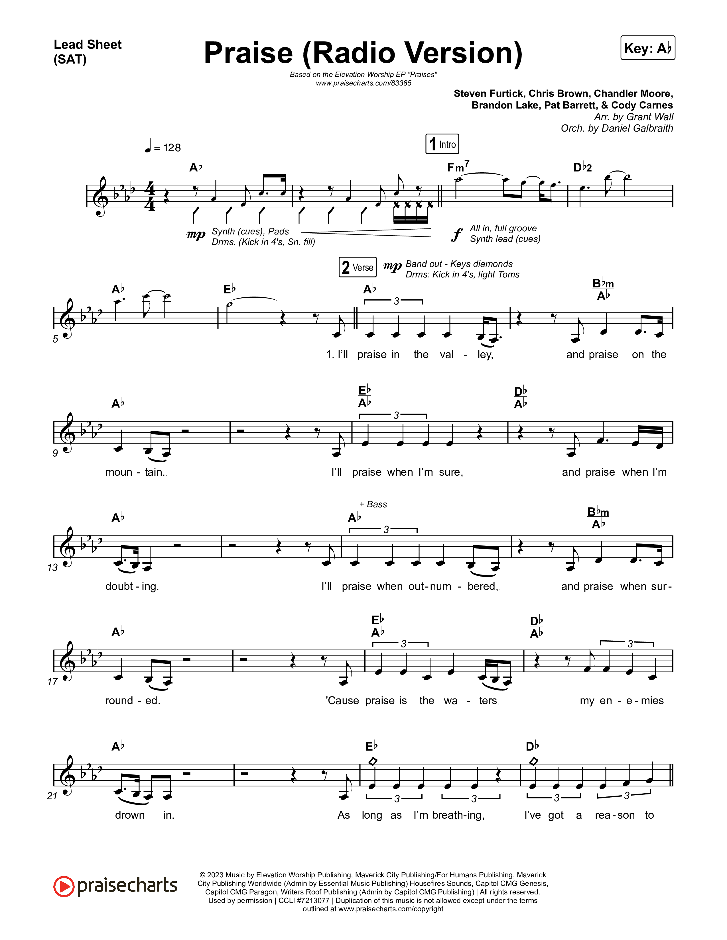 Praise (Radio) Lead Sheet (SAT) (Elevation Worship)