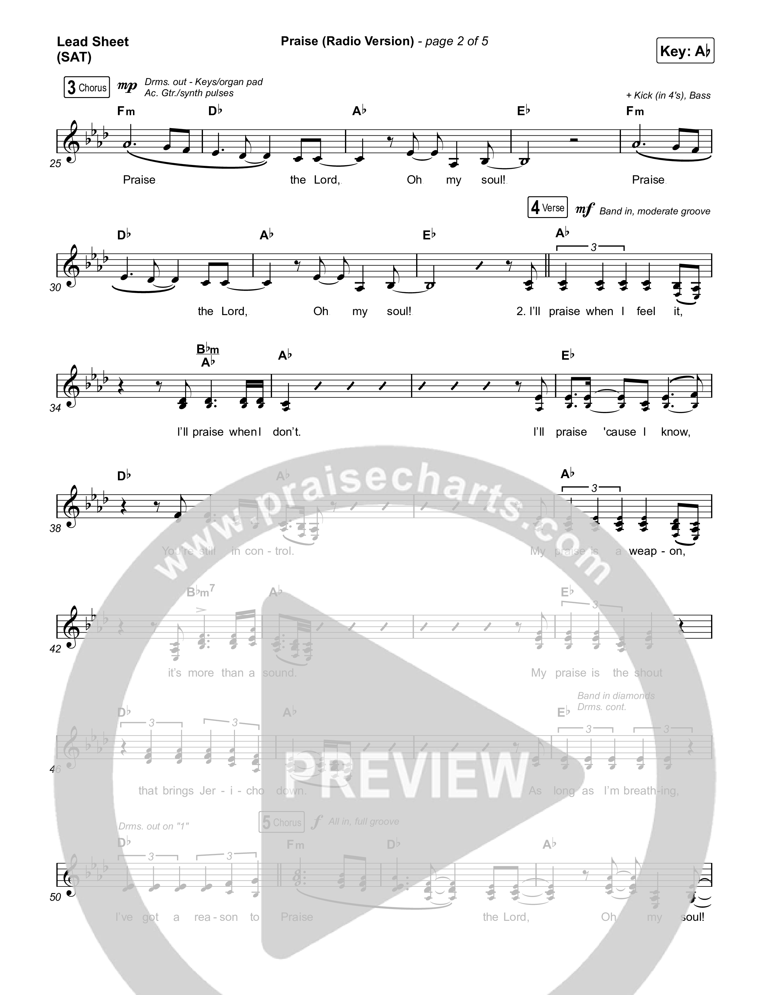 Praise (Radio) Lead Sheet (SAT) (Elevation Worship)