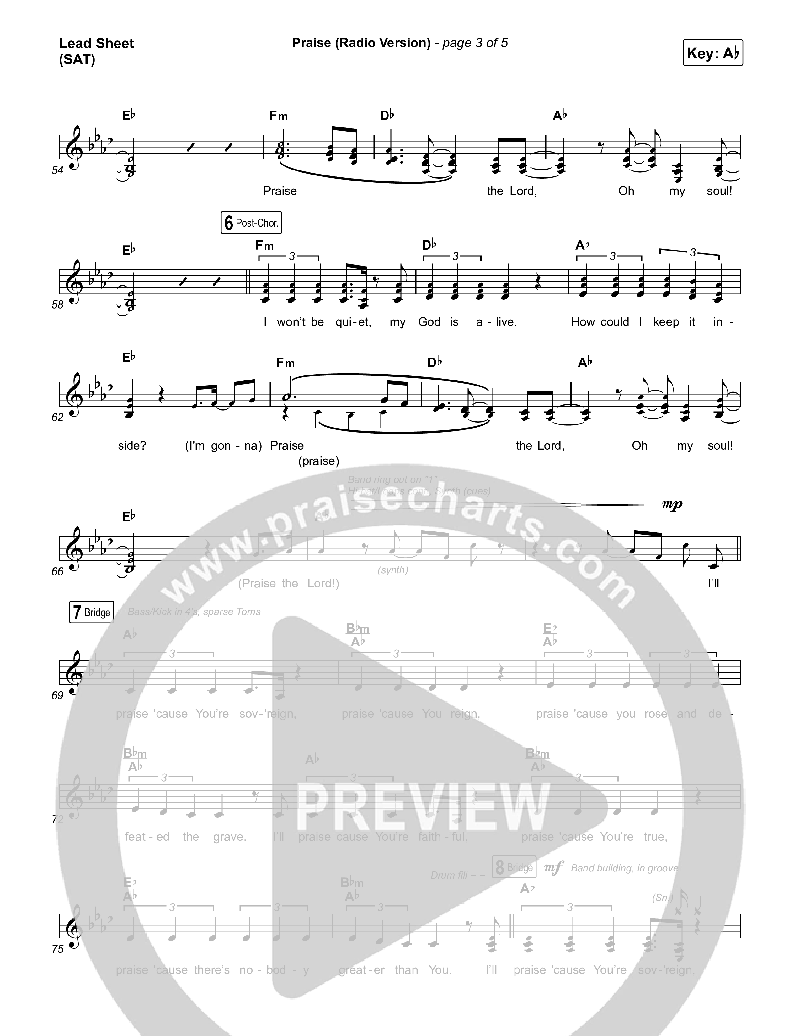 Praise (Radio) Lead Sheet (SAT) (Elevation Worship)