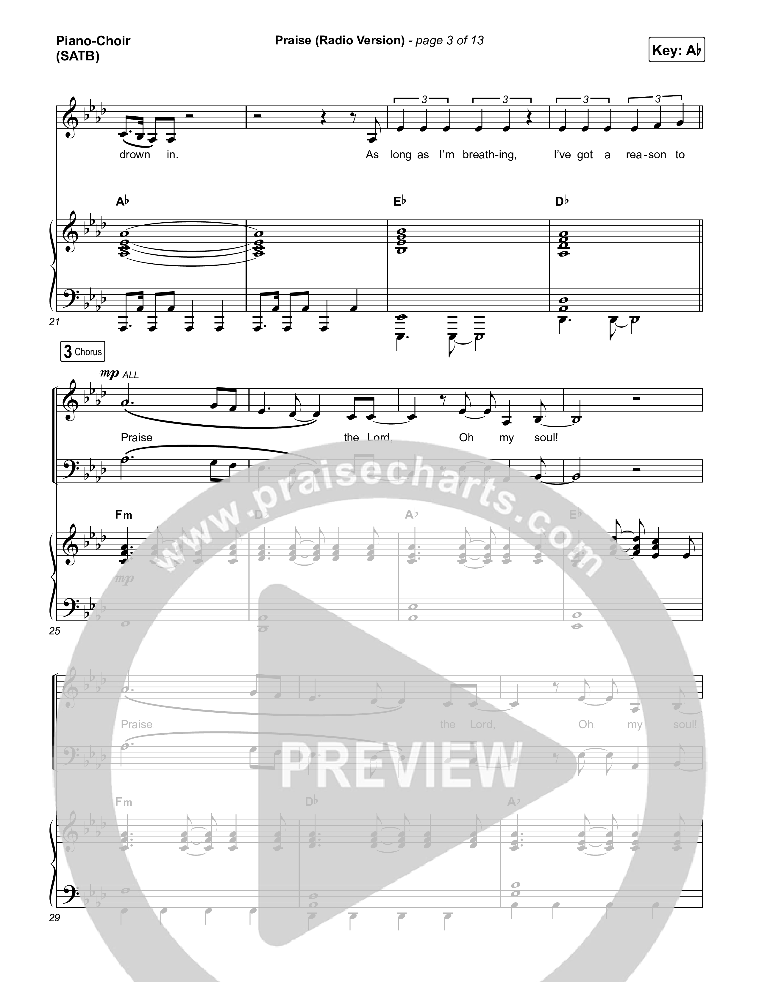 Praise (Radio) Piano/Vocal (SATB) (Elevation Worship)