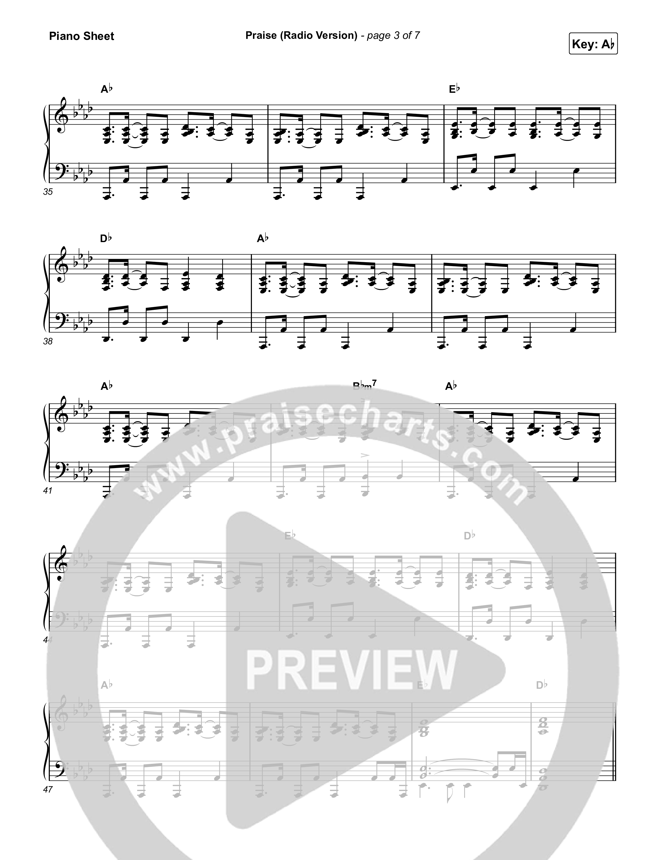 Praise (Radio) Piano Sheet (Elevation Worship)