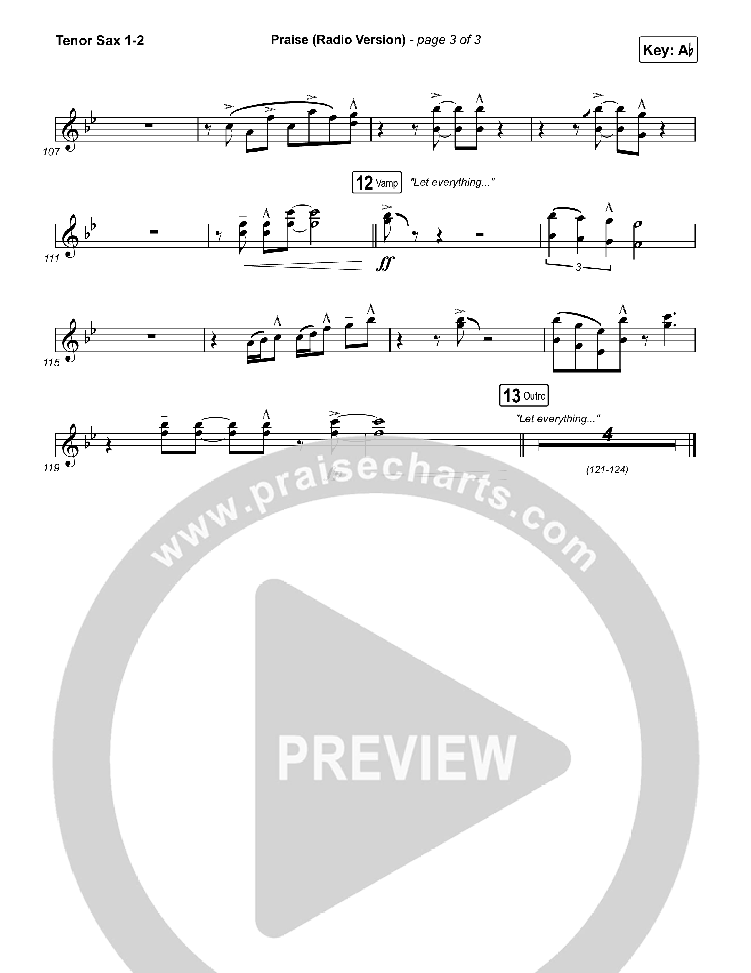 Praise (Radio) Tenor Sax 1,2 (Elevation Worship)