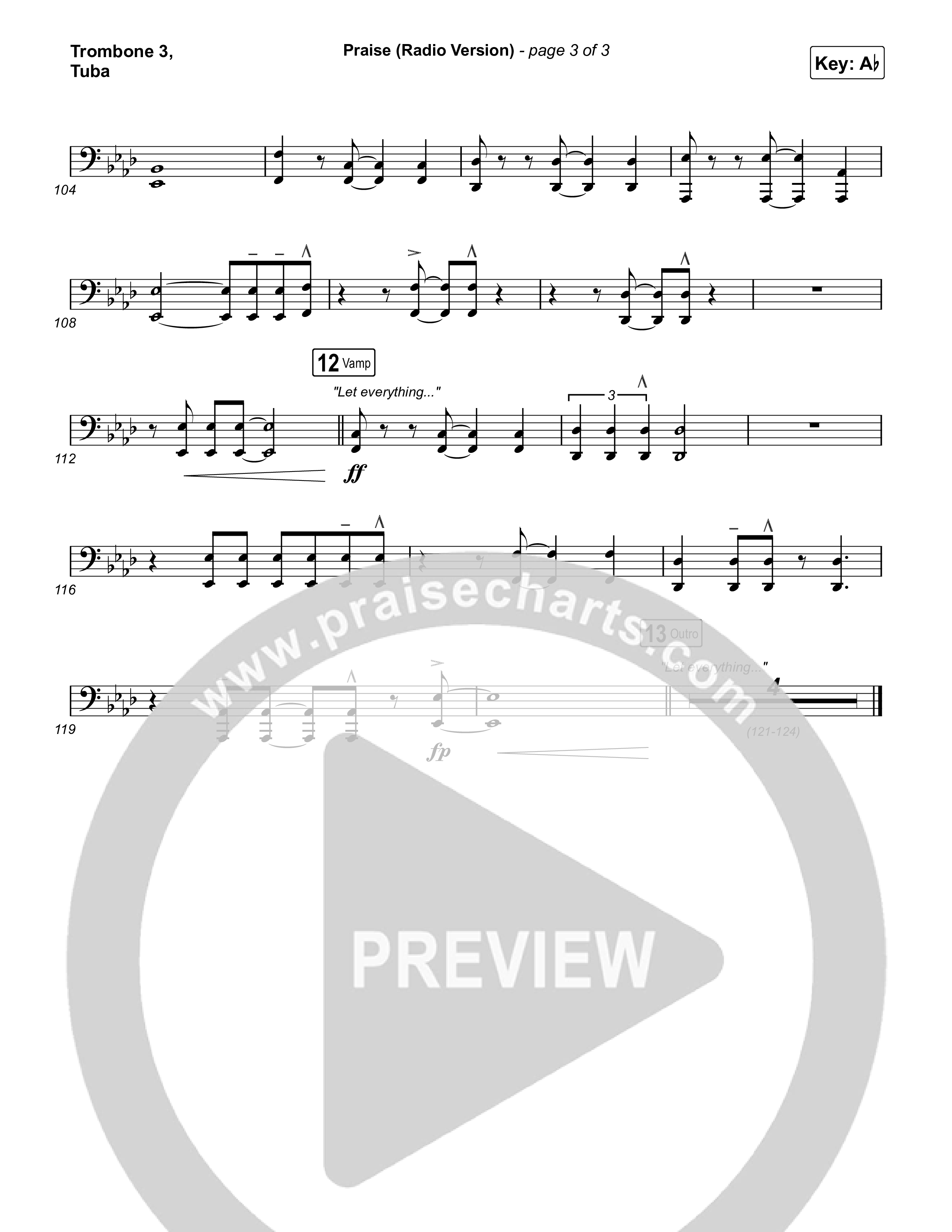 Praise (Radio) Trombone 3/Tuba (Elevation Worship)