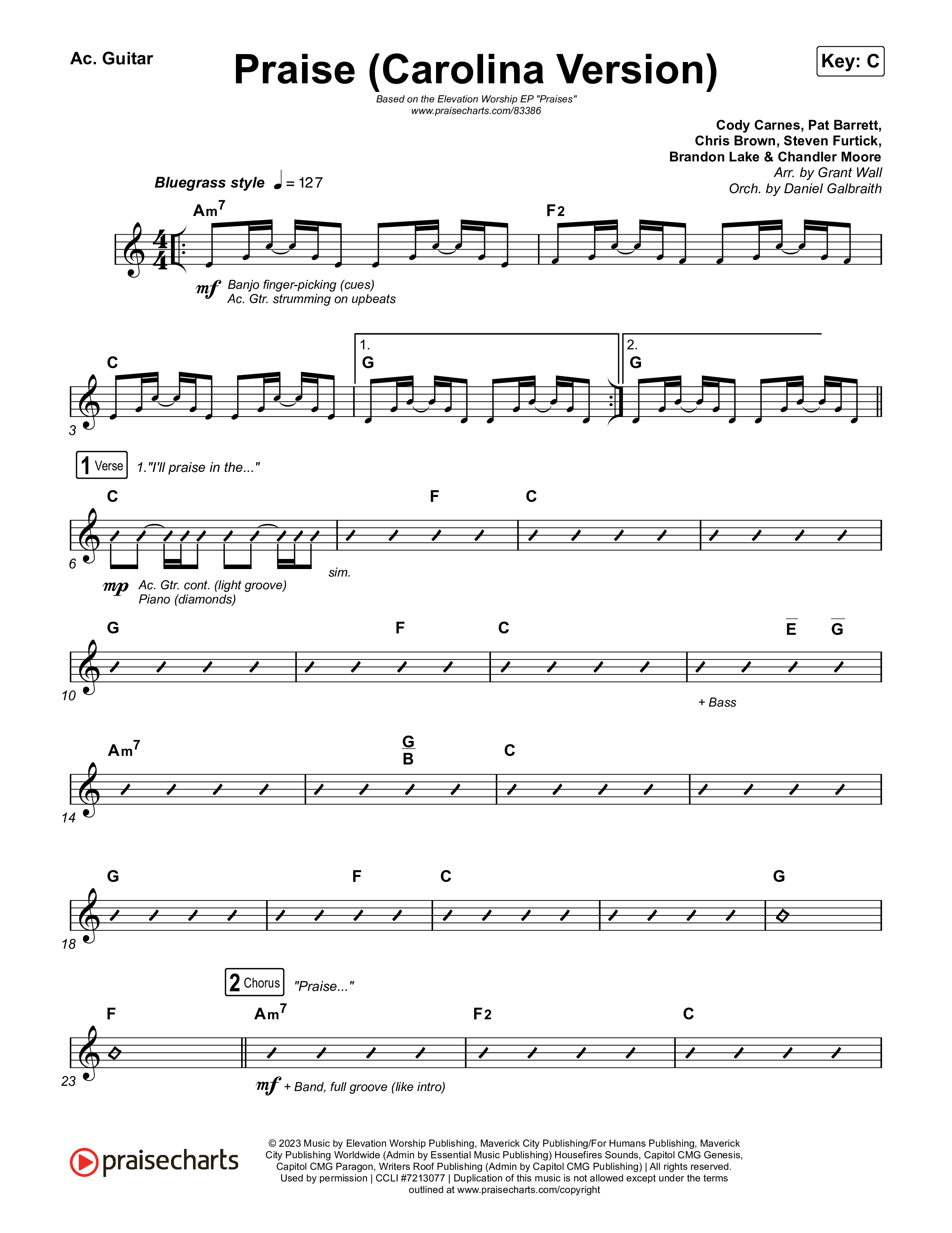Praise (Carolina Version) Acoustic Guitar (Elevation Worship)
