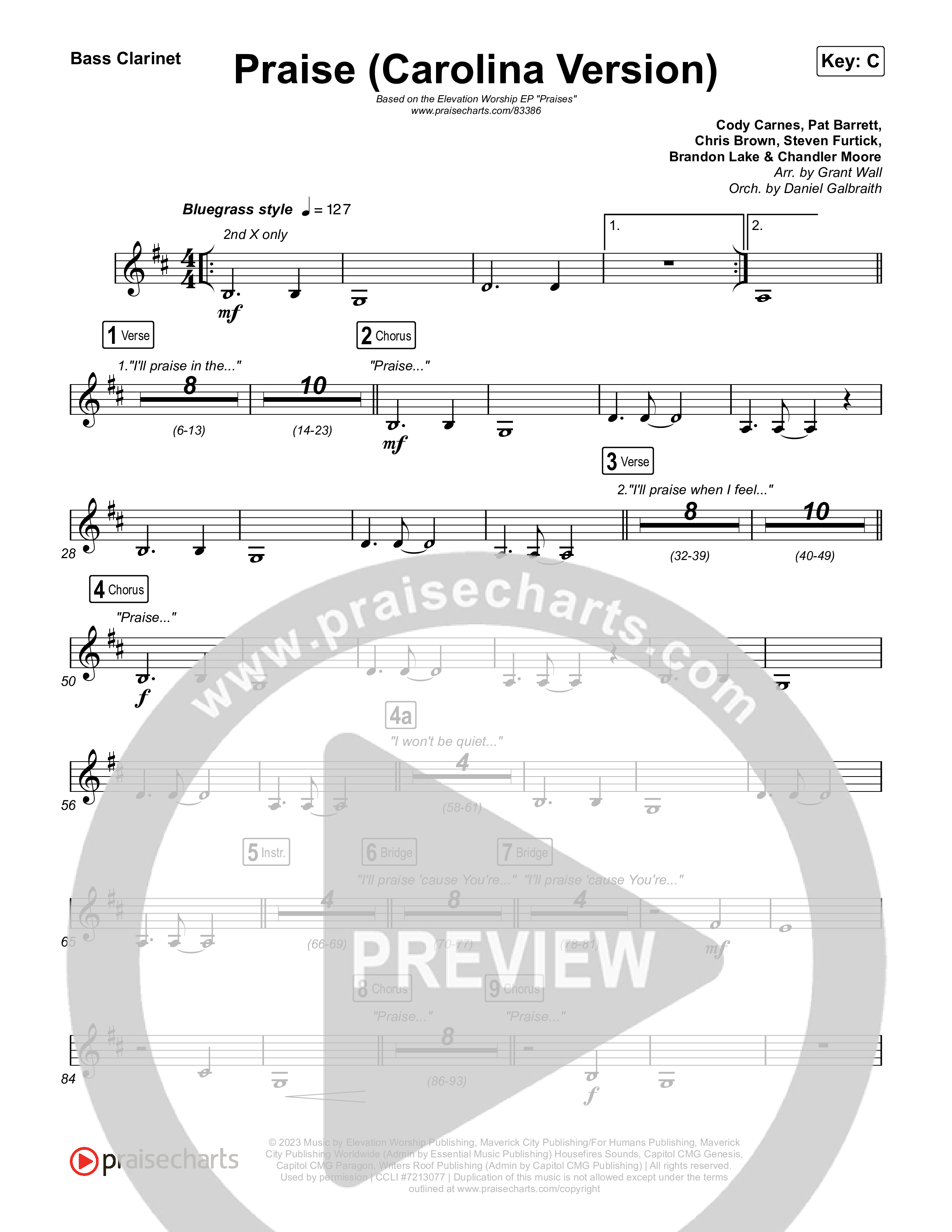 Praise (Carolina Version) Bass Clarinet (Elevation Worship)