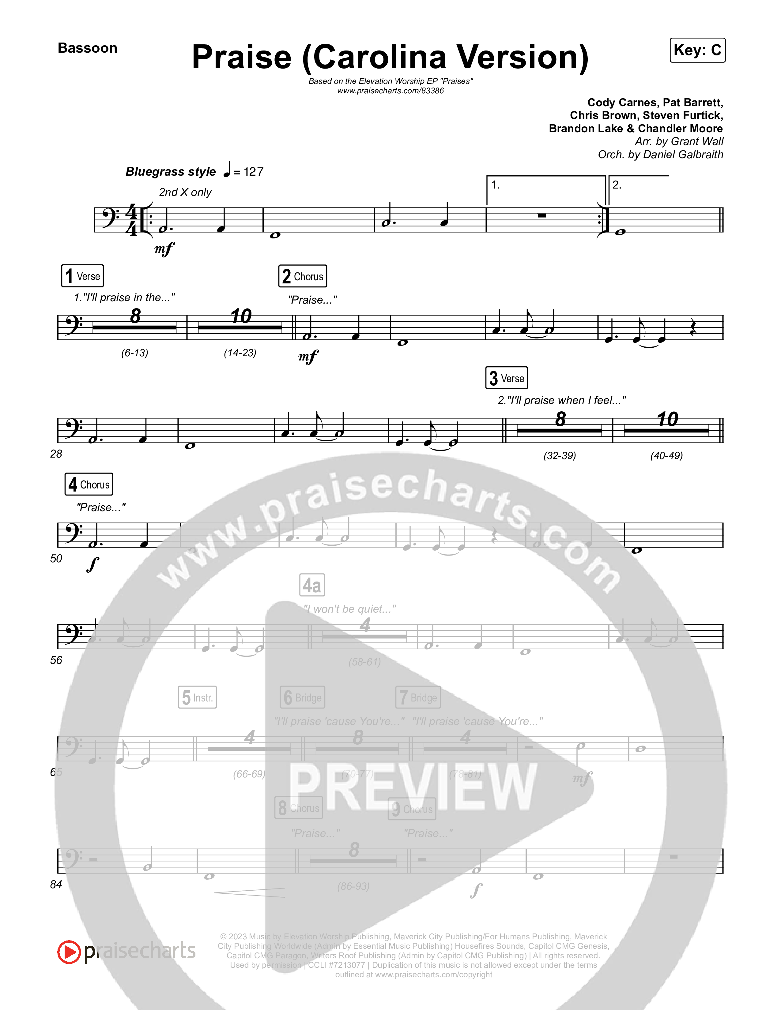 Praise (Carolina Version) Bassoon (Elevation Worship)