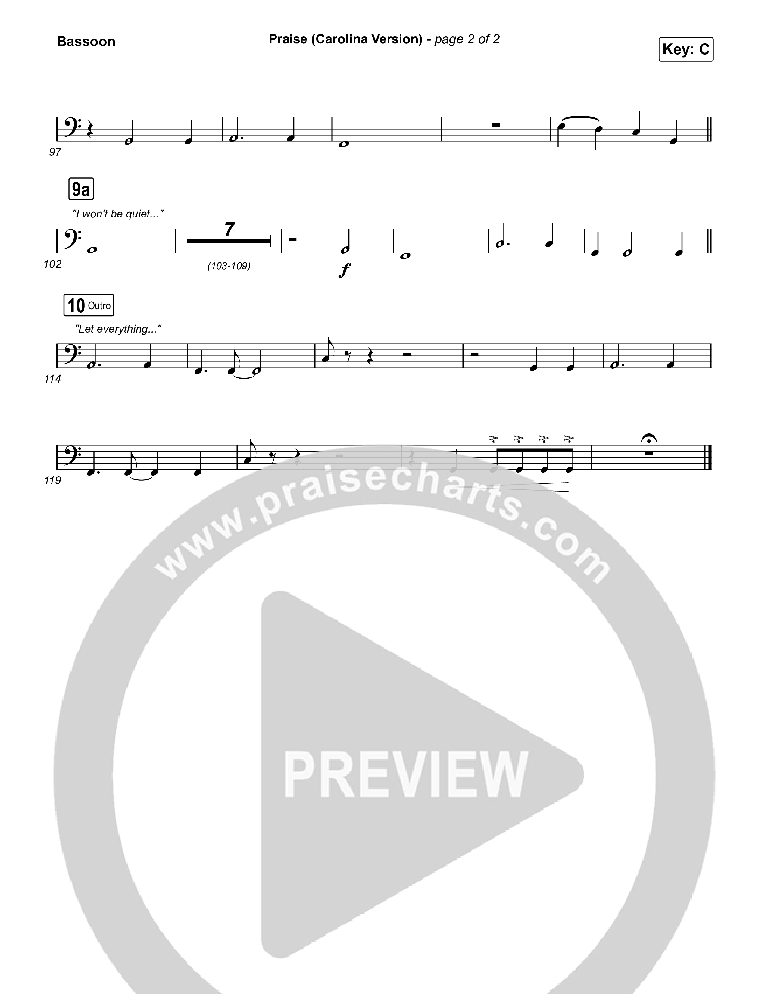 Praise (Carolina Version) Bassoon (Elevation Worship)