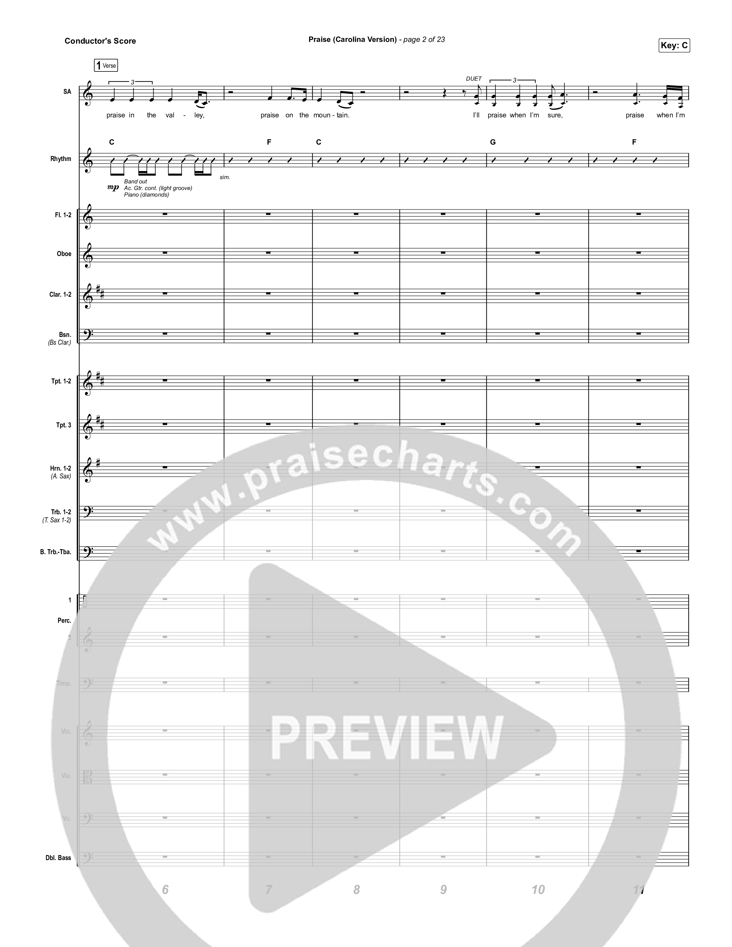 Praise (Carolina Version) Conductor's Score (Elevation Worship)