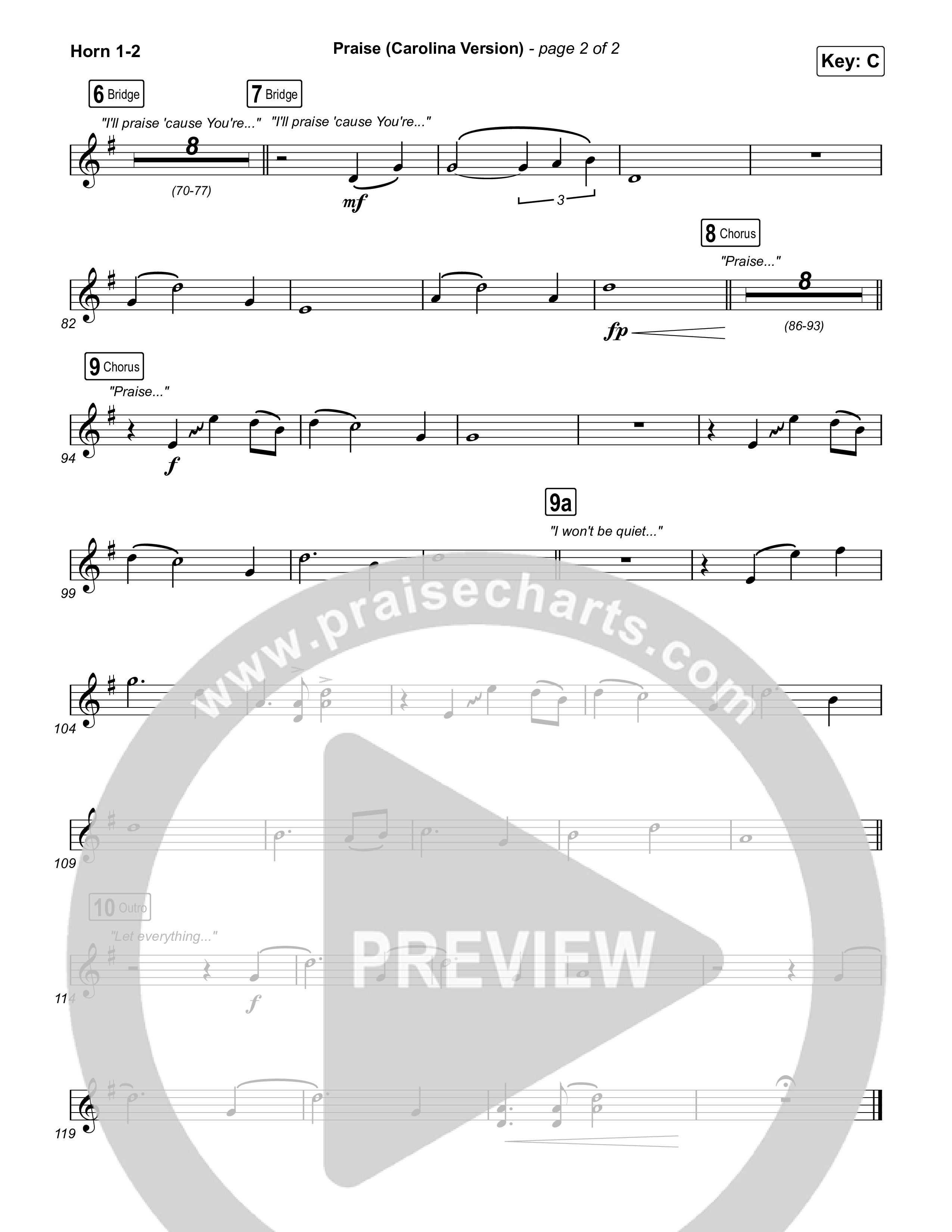 Praise (Carolina Version) French Horn 1,2 (Elevation Worship)