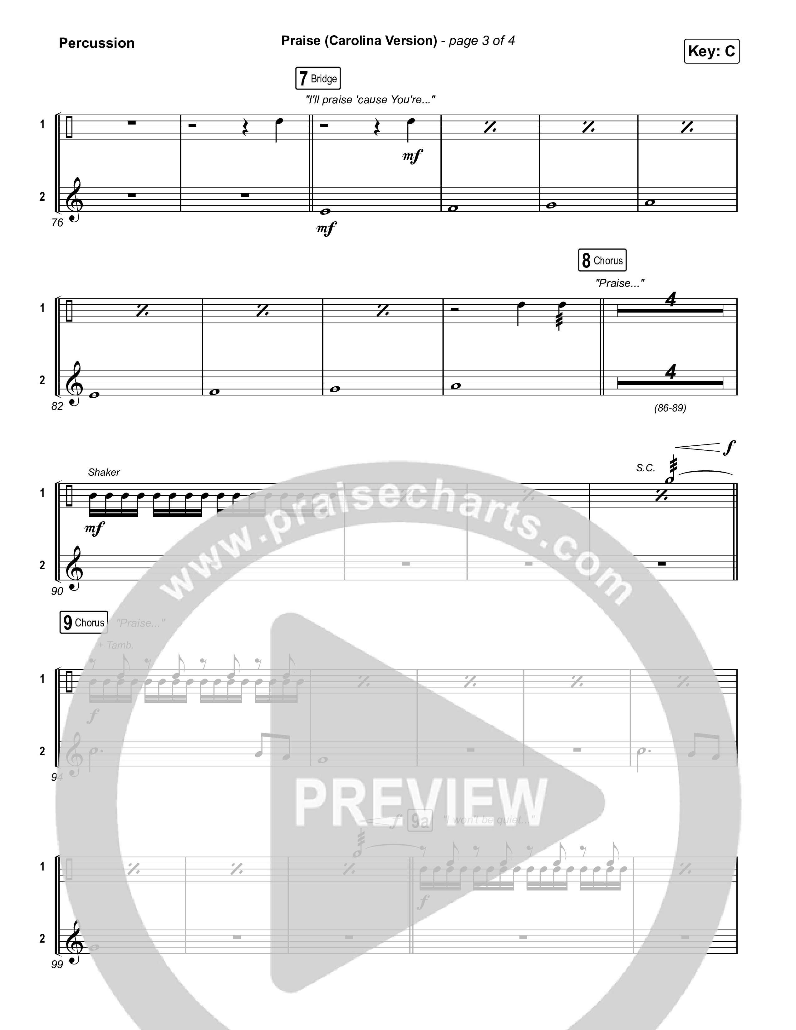 Praise (Carolina Version) Percussion (Elevation Worship)