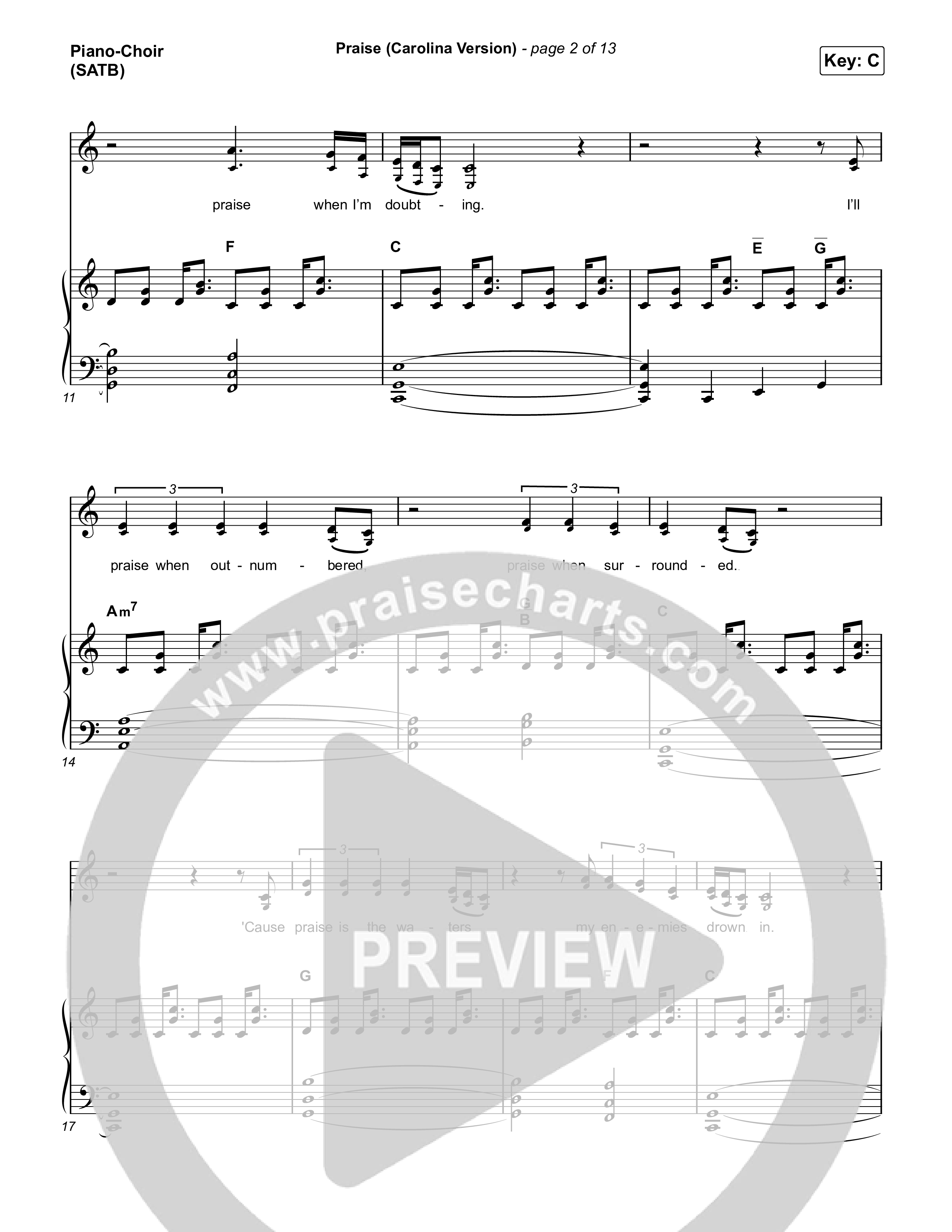 Praise (Carolina Version) Piano/Vocal Pack (Elevation Worship)