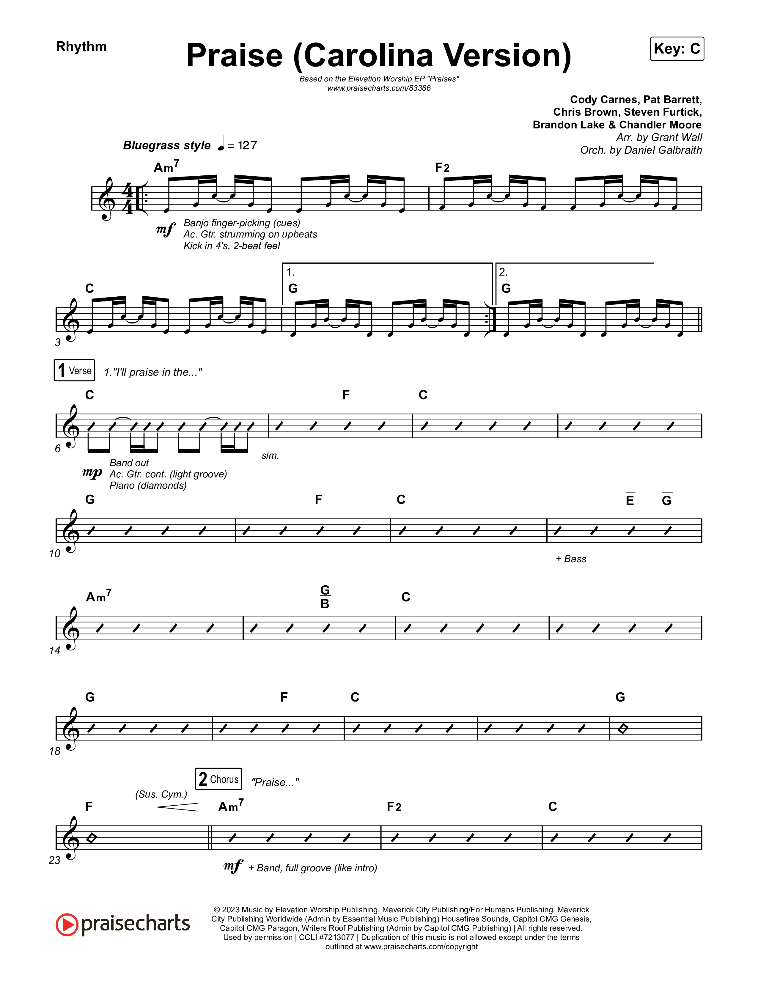 Praise (Carolina Version) Rhythm Chart (Elevation Worship)