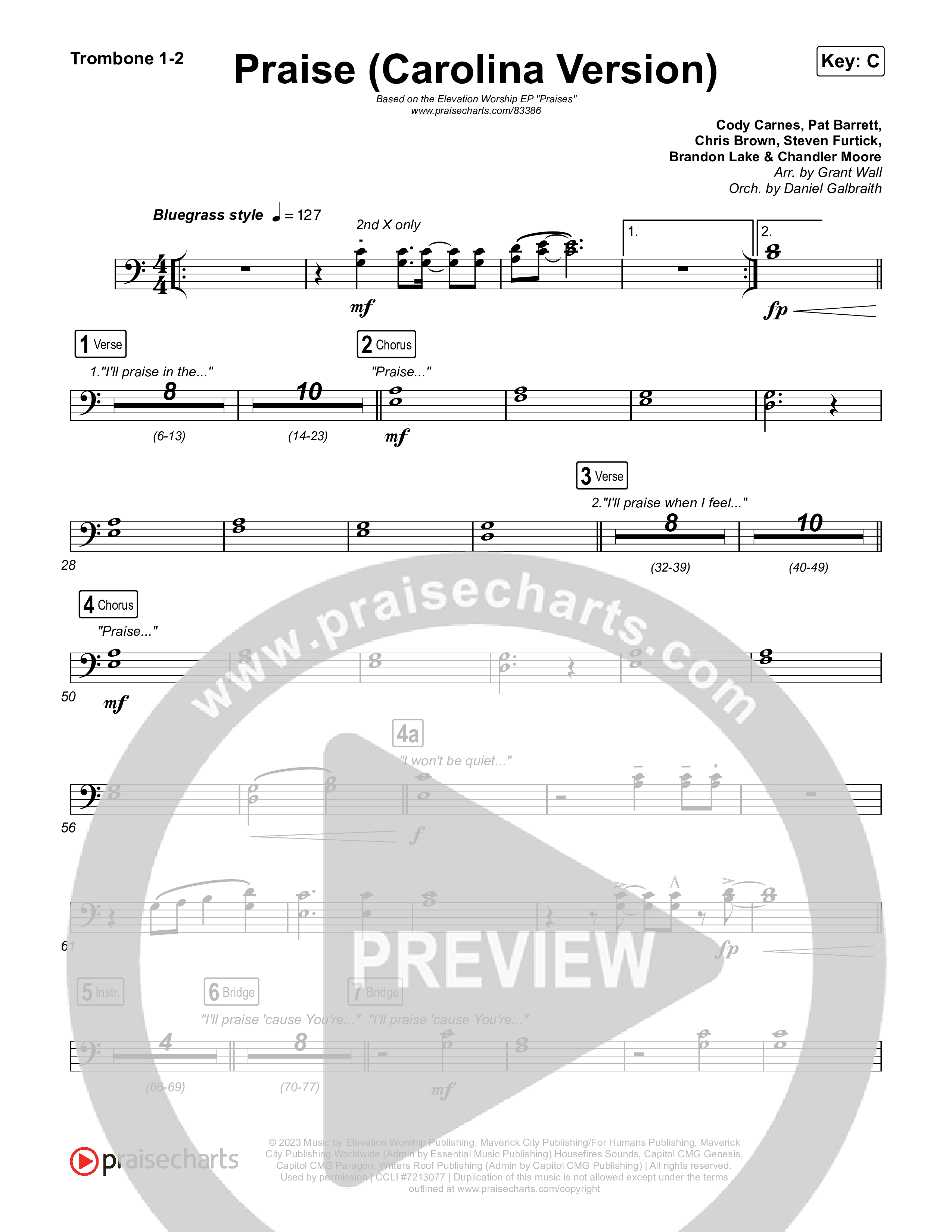 Praise (Carolina Version) Trombone 1/2 (Elevation Worship)