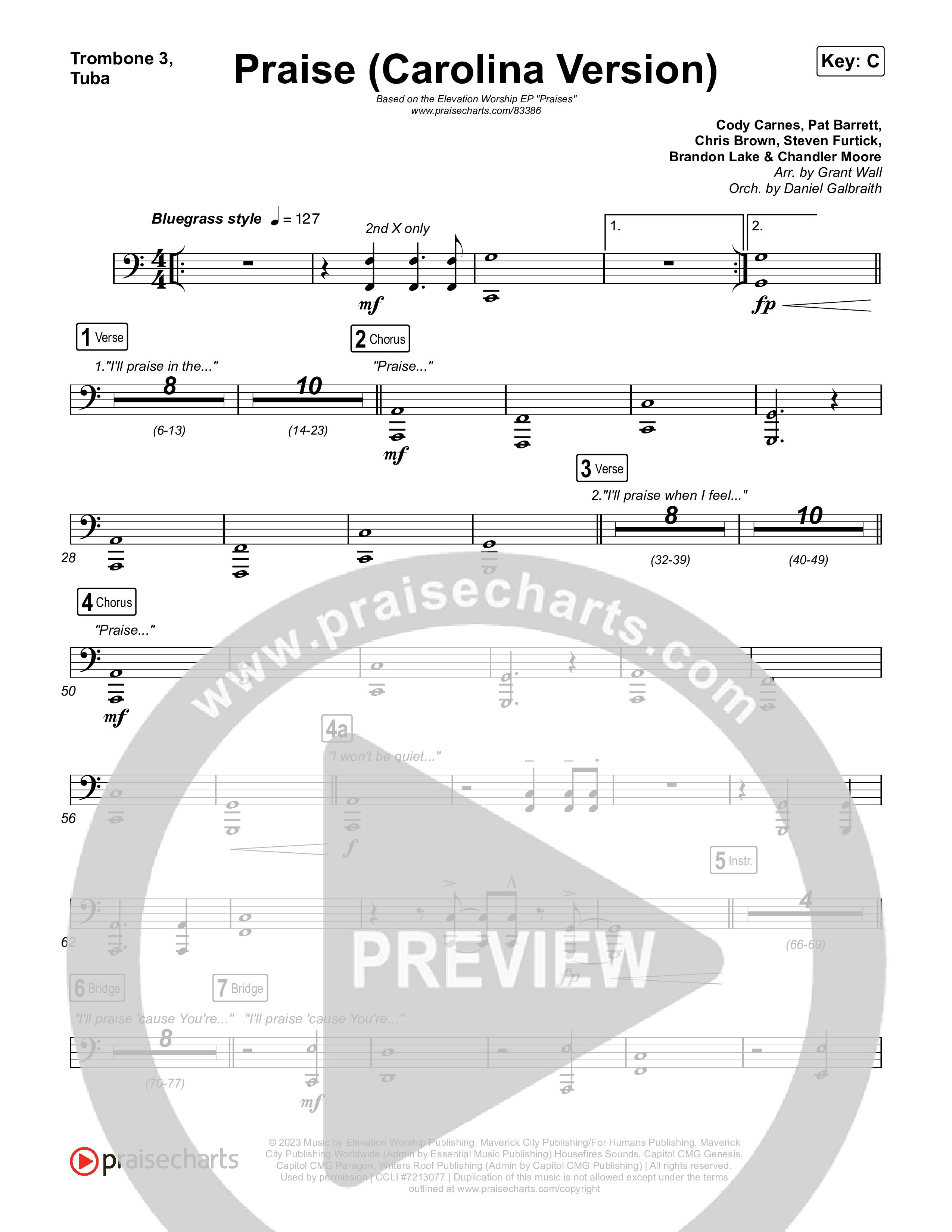 Praise (Carolina Version) Trombone 1,2 (Elevation Worship)