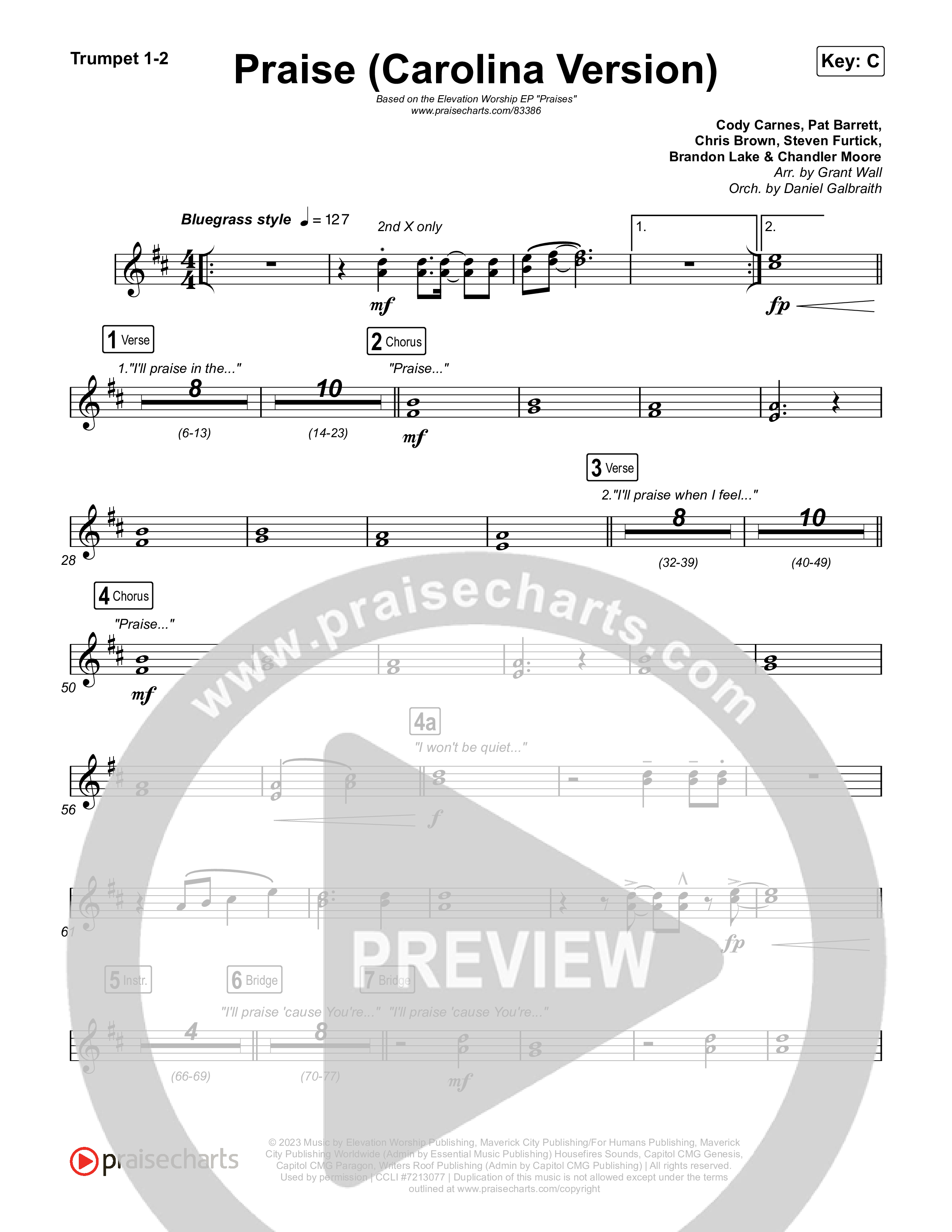 Praise (Carolina Version) Trumpet 1,2 (Elevation Worship)