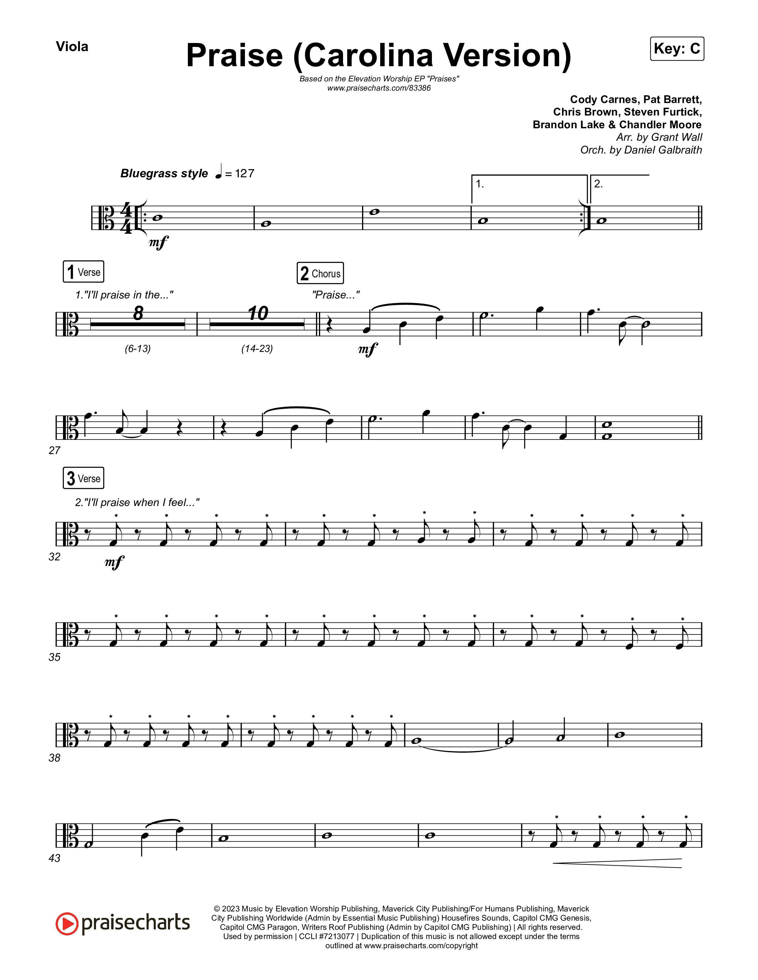 Praise (Carolina Version) Viola (Elevation Worship)