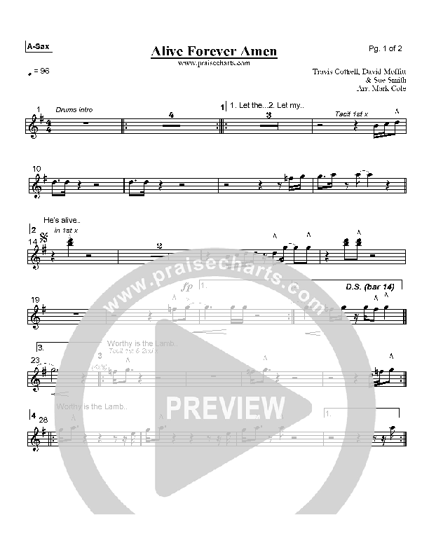 Alive Forever Amen Alto Sax (Travis Cottrell)
