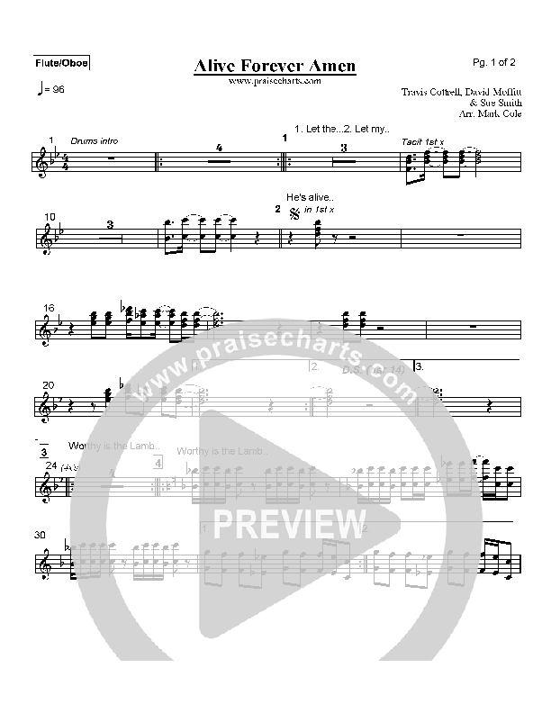 Alive Forever Amen Flute/Oboe (Travis Cottrell)