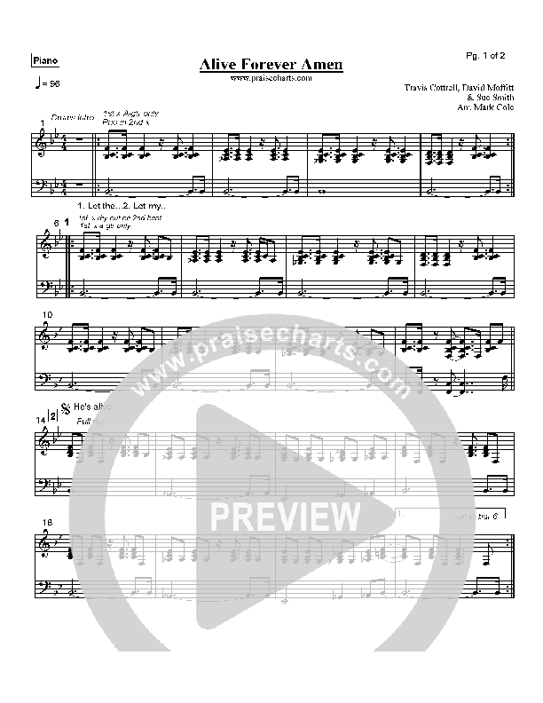Alive Forever Amen Piano Sheet (Travis Cottrell)