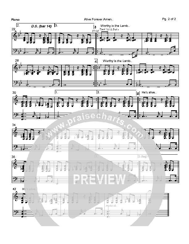 Alive Forever Amen Piano Sheet (Travis Cottrell)