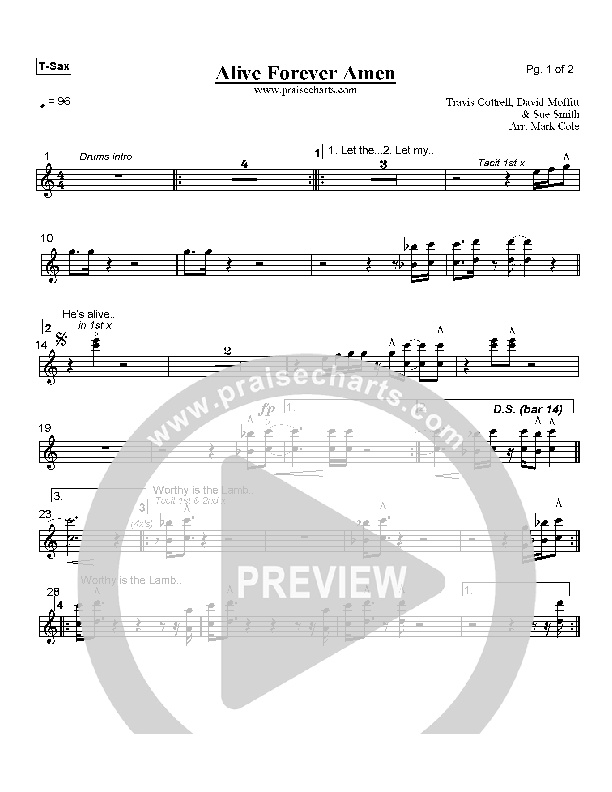 Alive Forever Amen Tenor Sax 2 (Travis Cottrell)