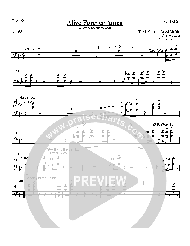 Alive Forever Amen Trombone 1/2/3 (Travis Cottrell)