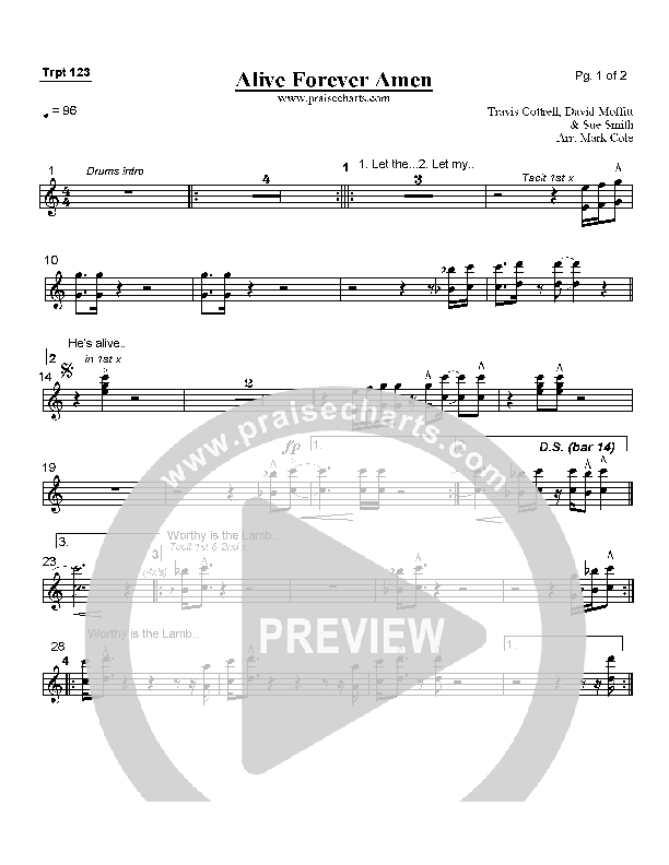 Alive Forever Amen Trumpet 1/2/3 (Travis Cottrell)