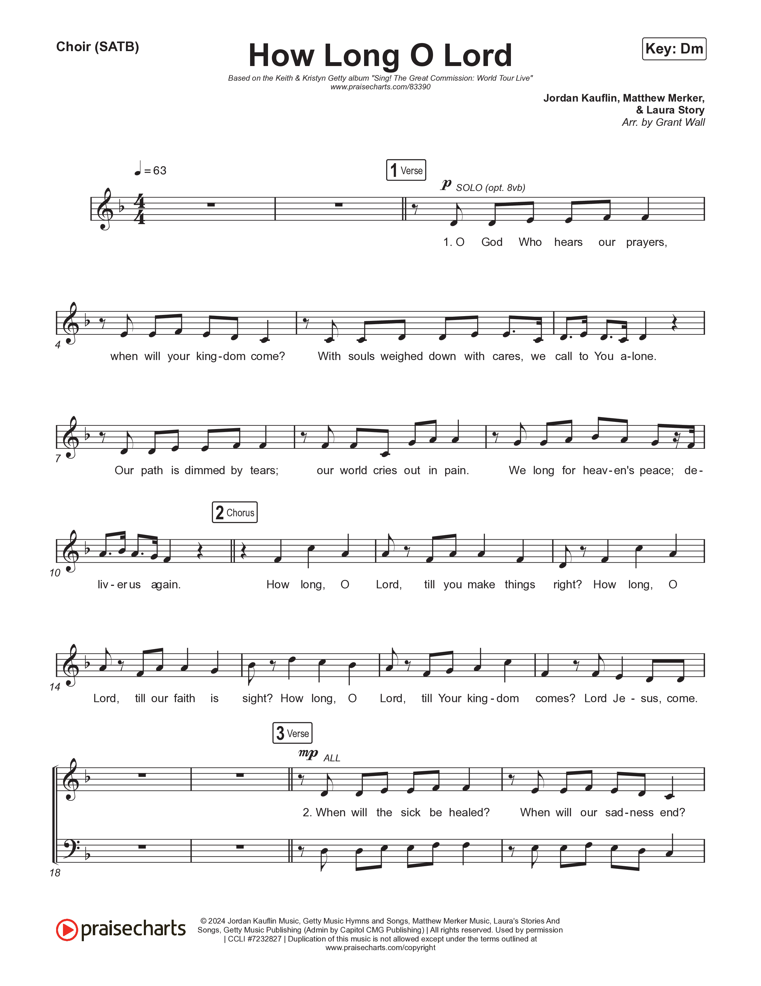 How Long O Lord Choir Sheet (SATB) (Keith & Kristyn Getty / Jordan Kauflin / Matt Merker)