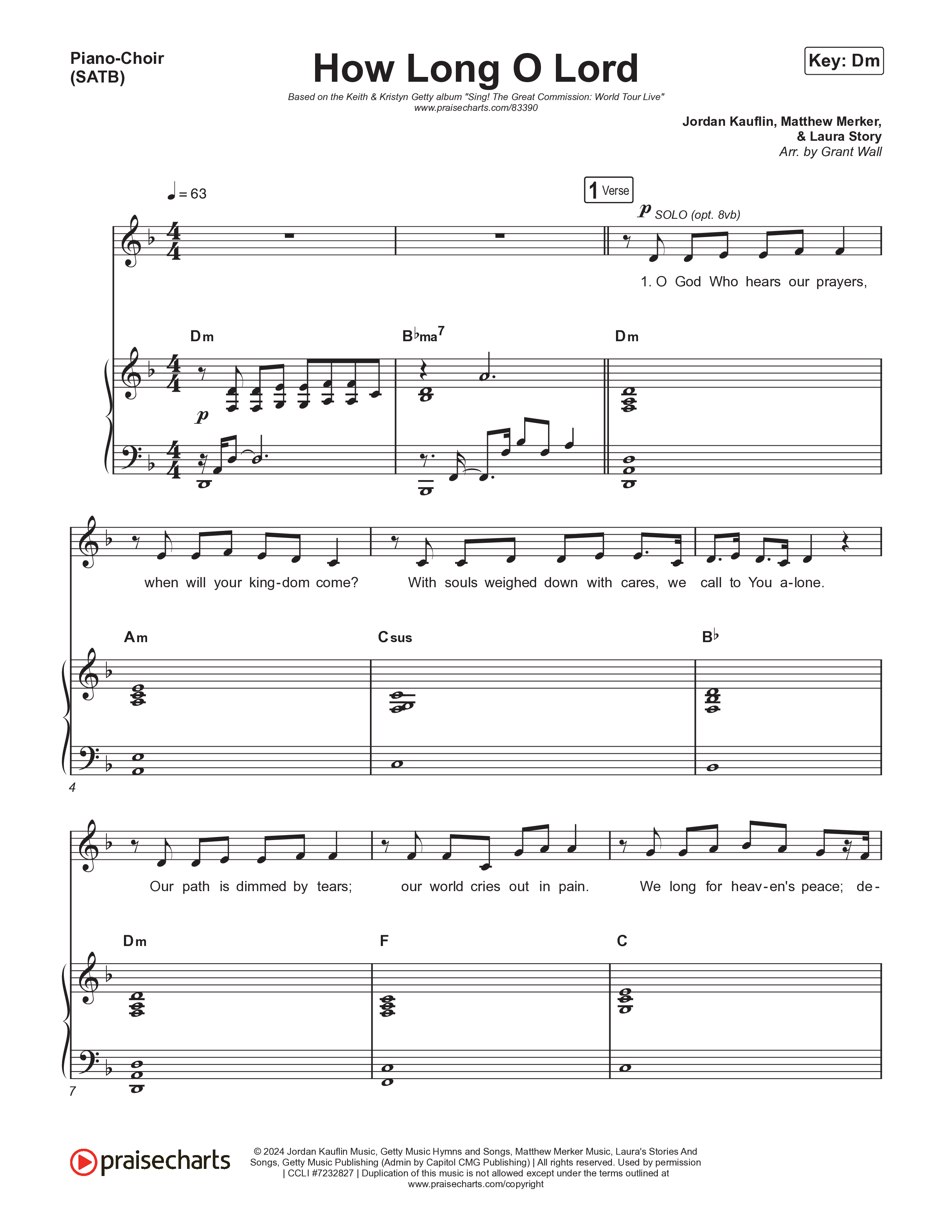 How Long O Lord Piano/Vocal (SATB) (Keith & Kristyn Getty / Jordan Kauflin / Matt Merker)
