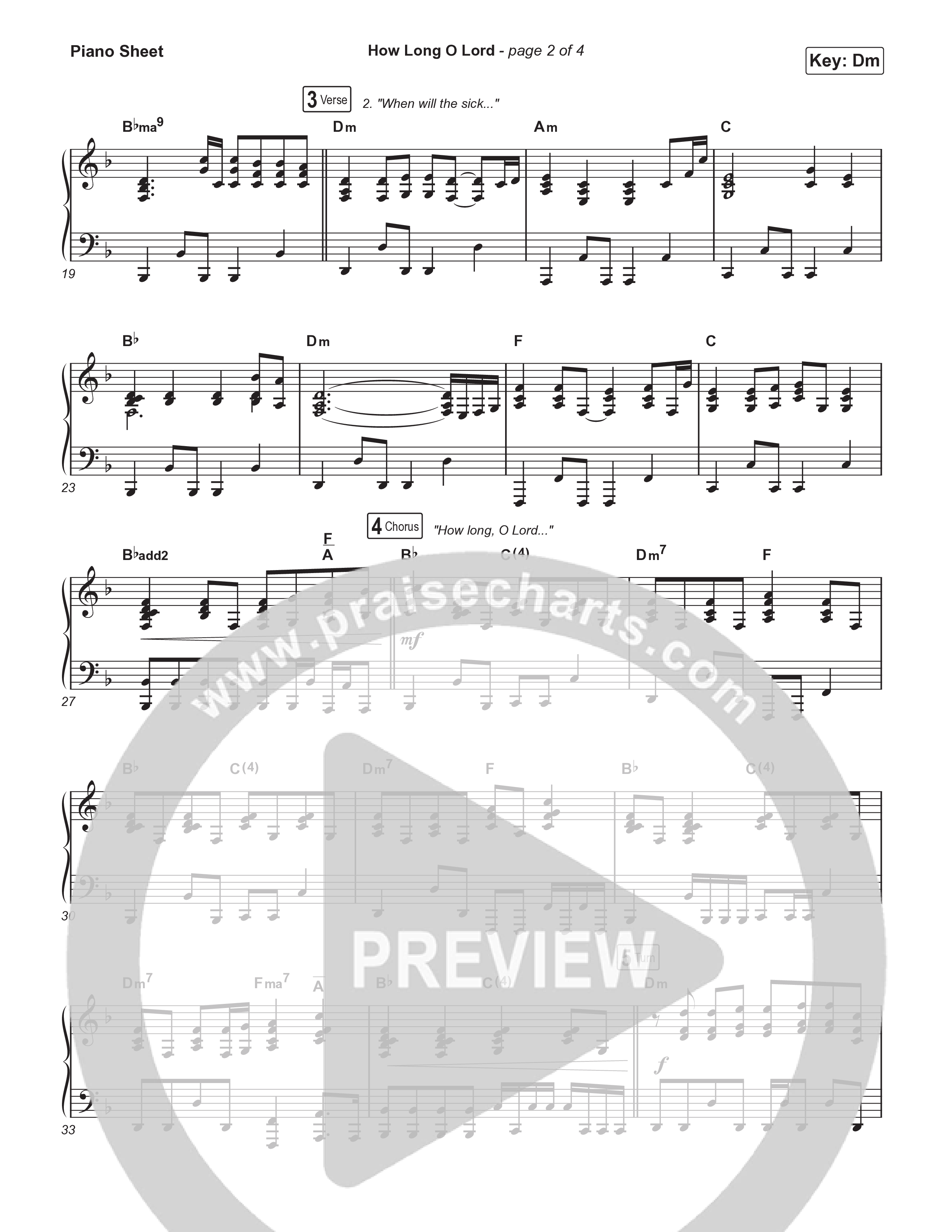 How Long O Lord Piano Sheet (Keith & Kristyn Getty / Jordan Kauflin / Matt Merker)