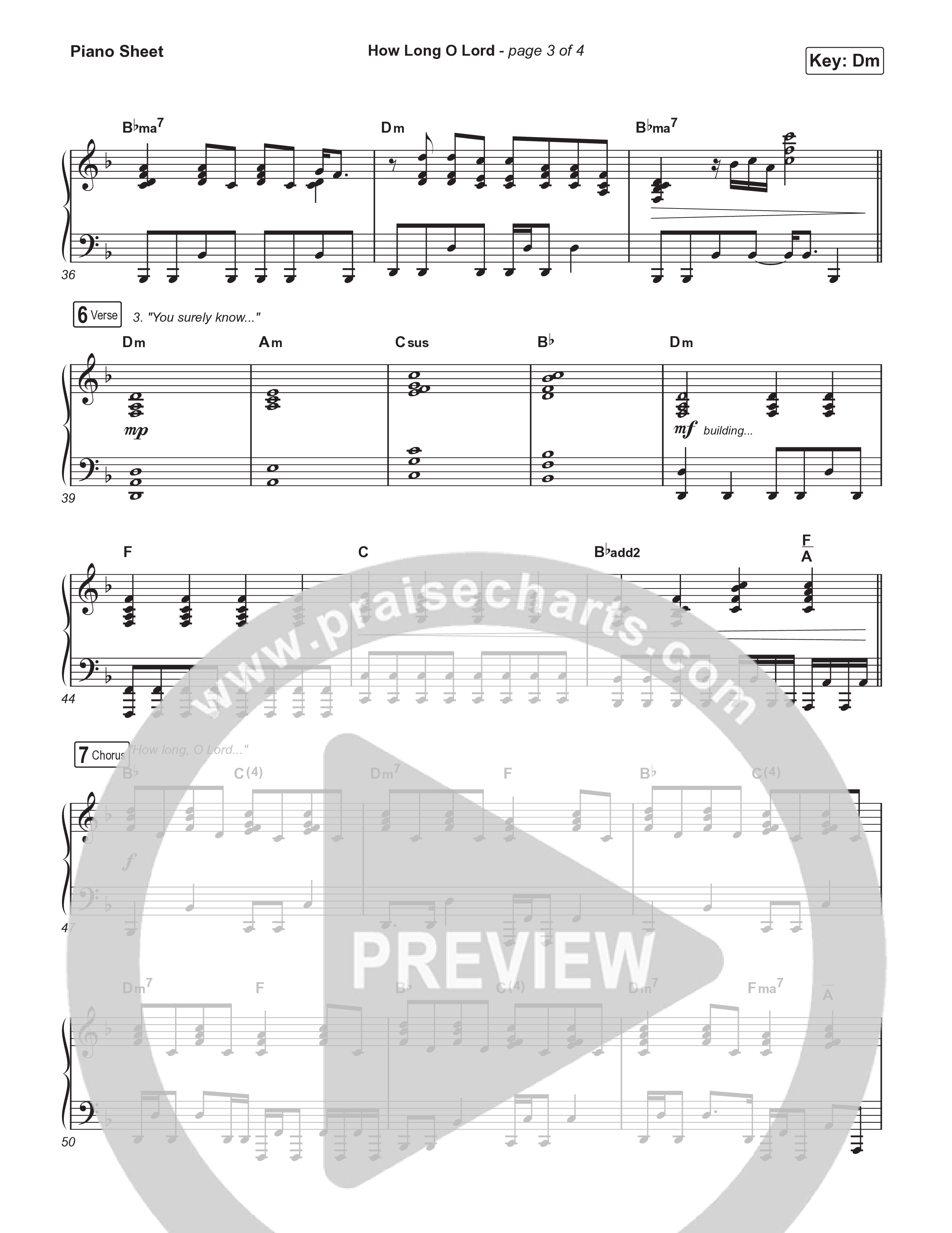 How Long O Lord Piano Sheet (Keith & Kristyn Getty / Jordan Kauflin / Matt Merker)