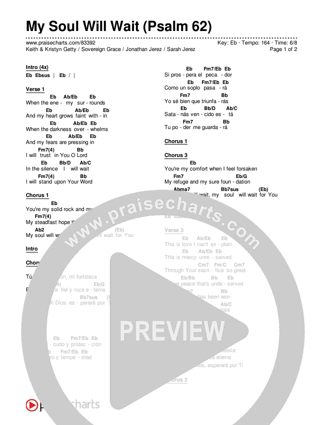 My Soul Will Wait / Mi Alma Esperará Chords & Lyrics (Keith & Kristyn Getty / Sovereign Grace / Jonathan Jerez / Sarah Jerez)