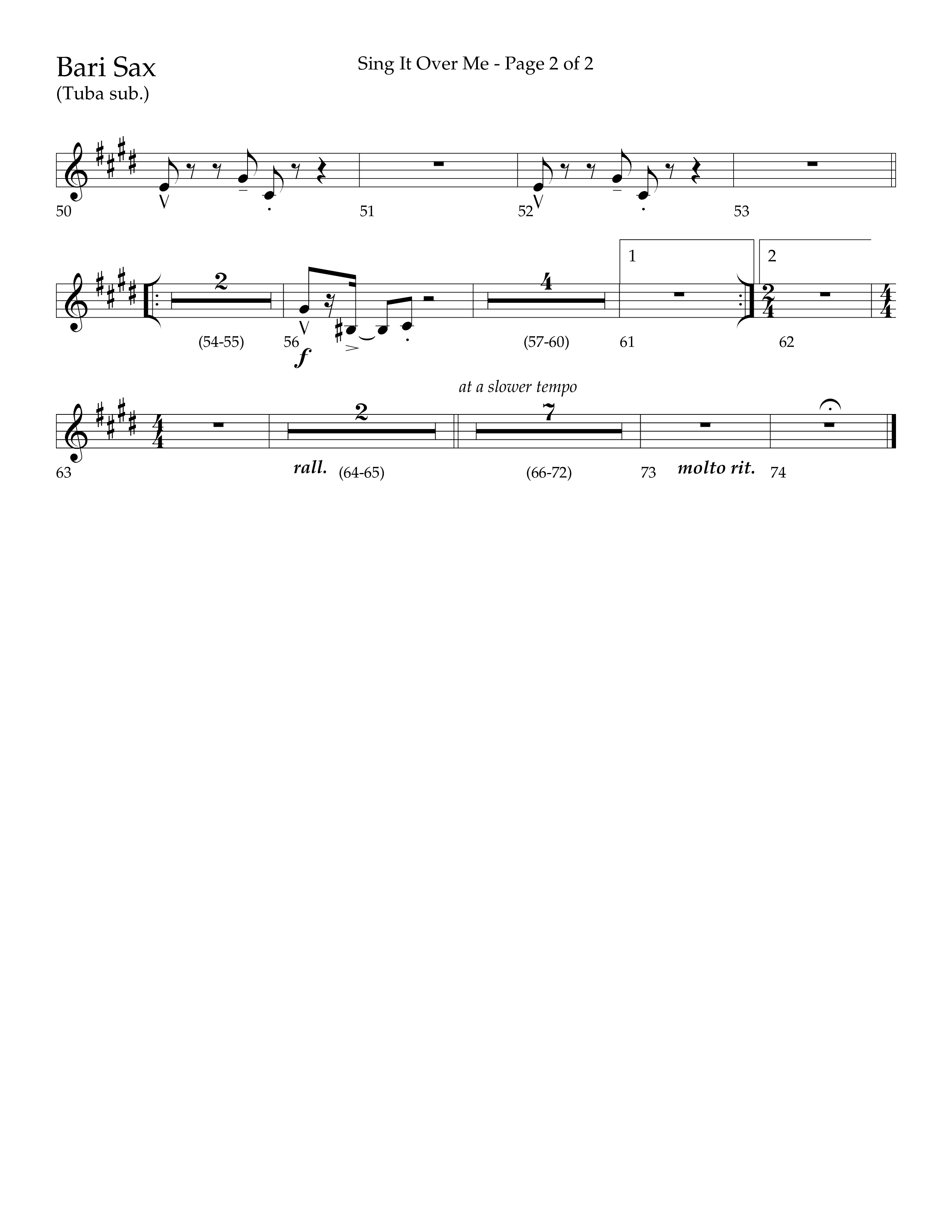 Sing It Over Me (Choral Anthem SATB) Bari Sax (Lifeway Choral / Arr. Geron Davis / Orch. J. Daniel Smith)
