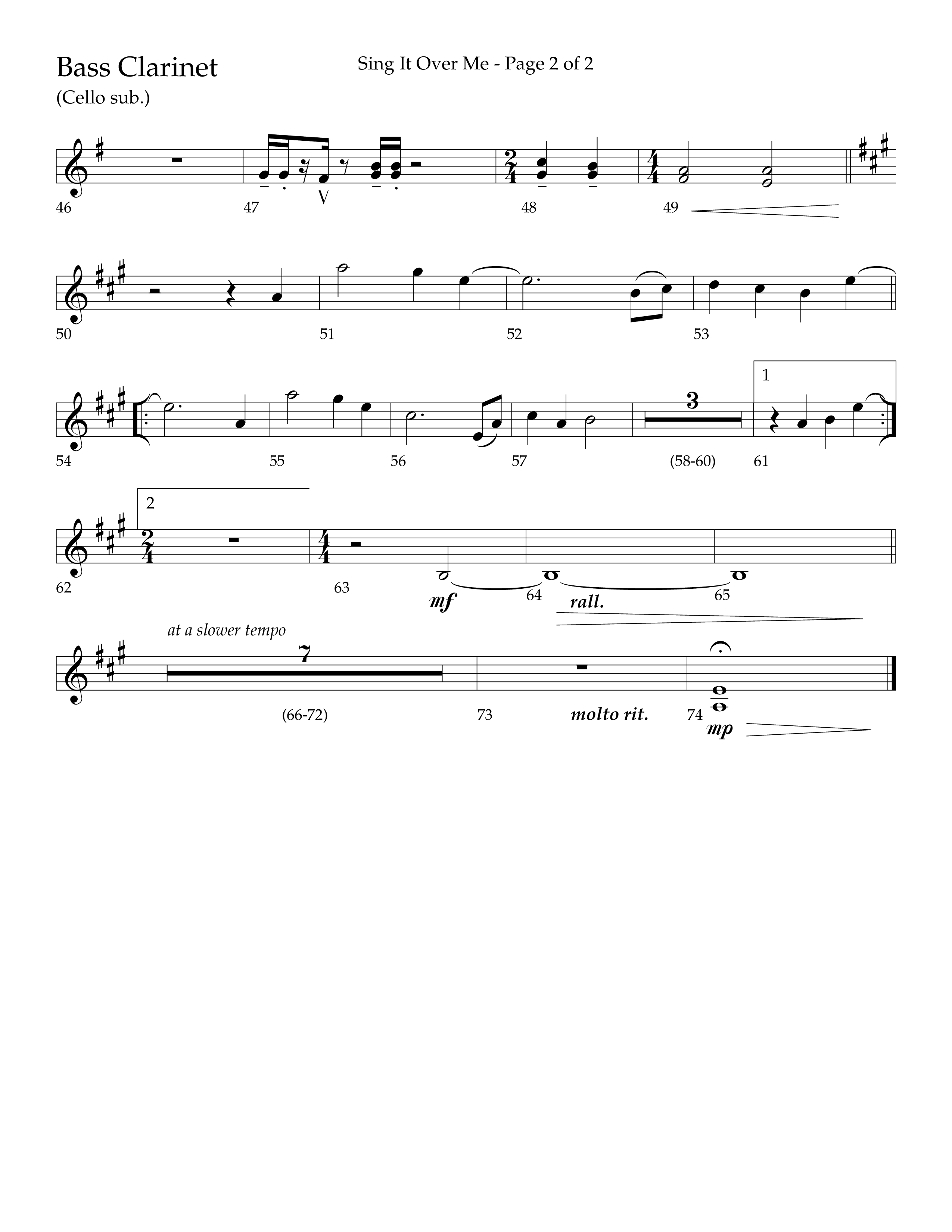 Sing It Over Me (Choral Anthem SATB) Bass Clarinet (Lifeway Choral / Arr. Geron Davis / Orch. J. Daniel Smith)