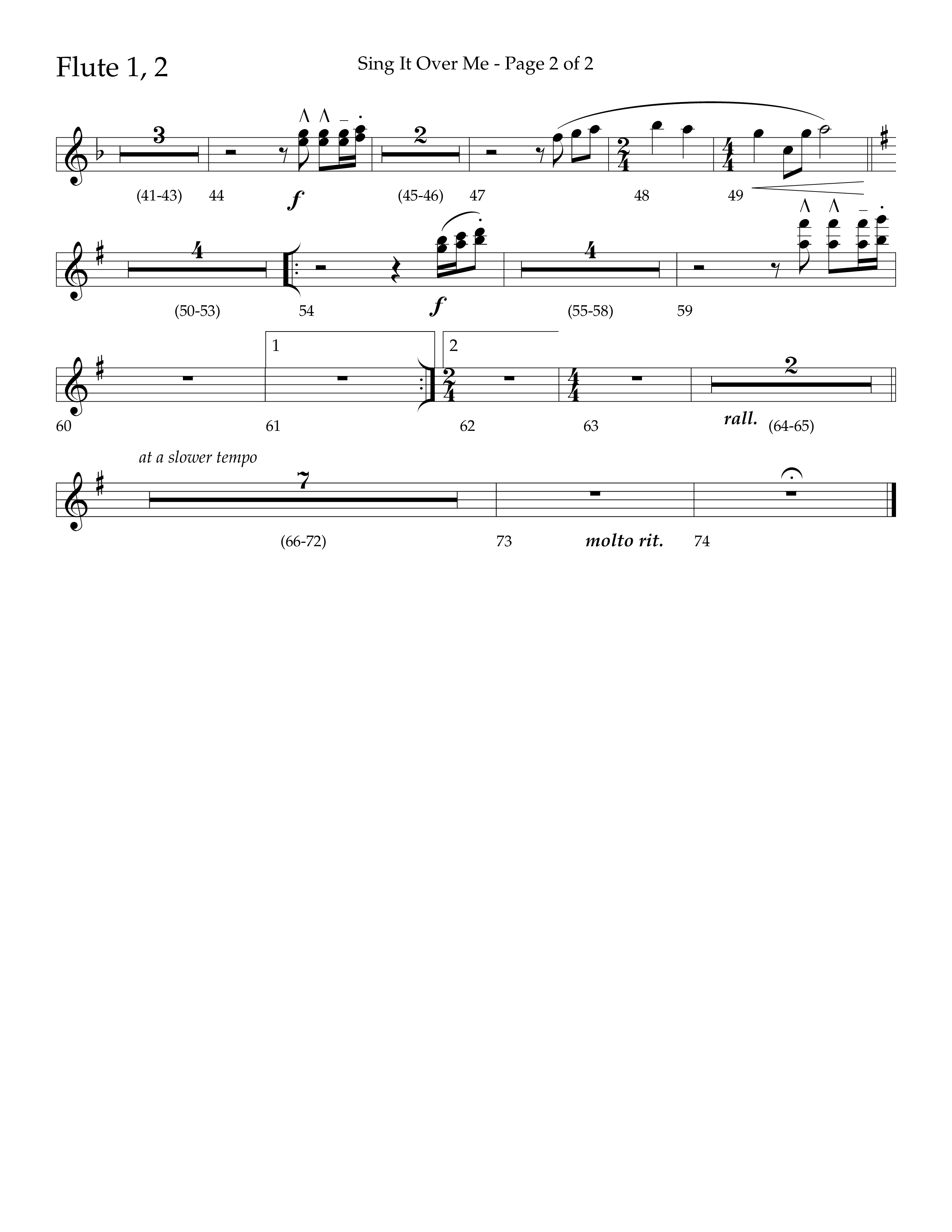 Sing It Over Me (Choral Anthem SATB) Flute 1/2 (Lifeway Choral / Arr. Geron Davis / Orch. J. Daniel Smith)