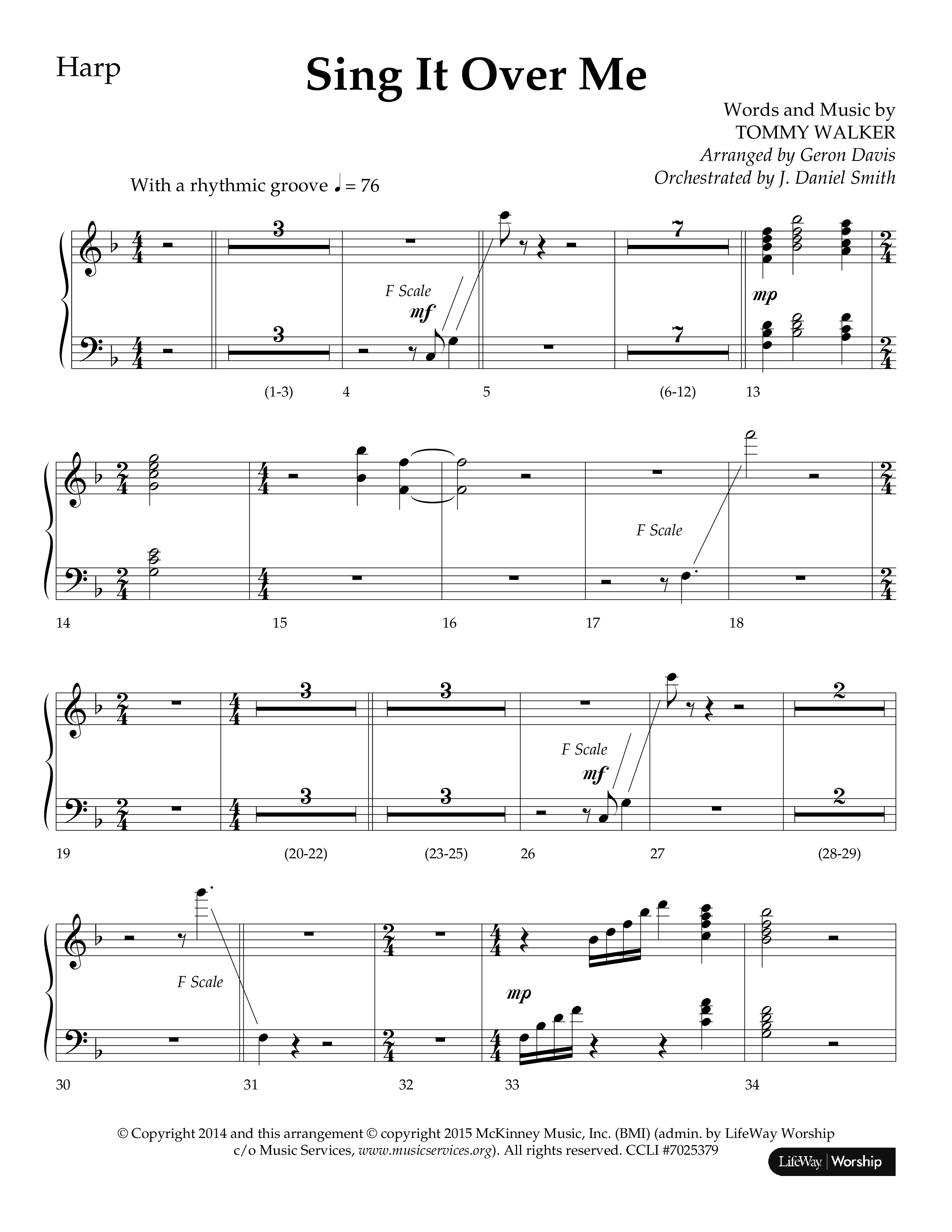 Sing It Over Me (Choral Anthem SATB) Harp (Lifeway Choral / Arr. Geron Davis / Orch. J. Daniel Smith)
