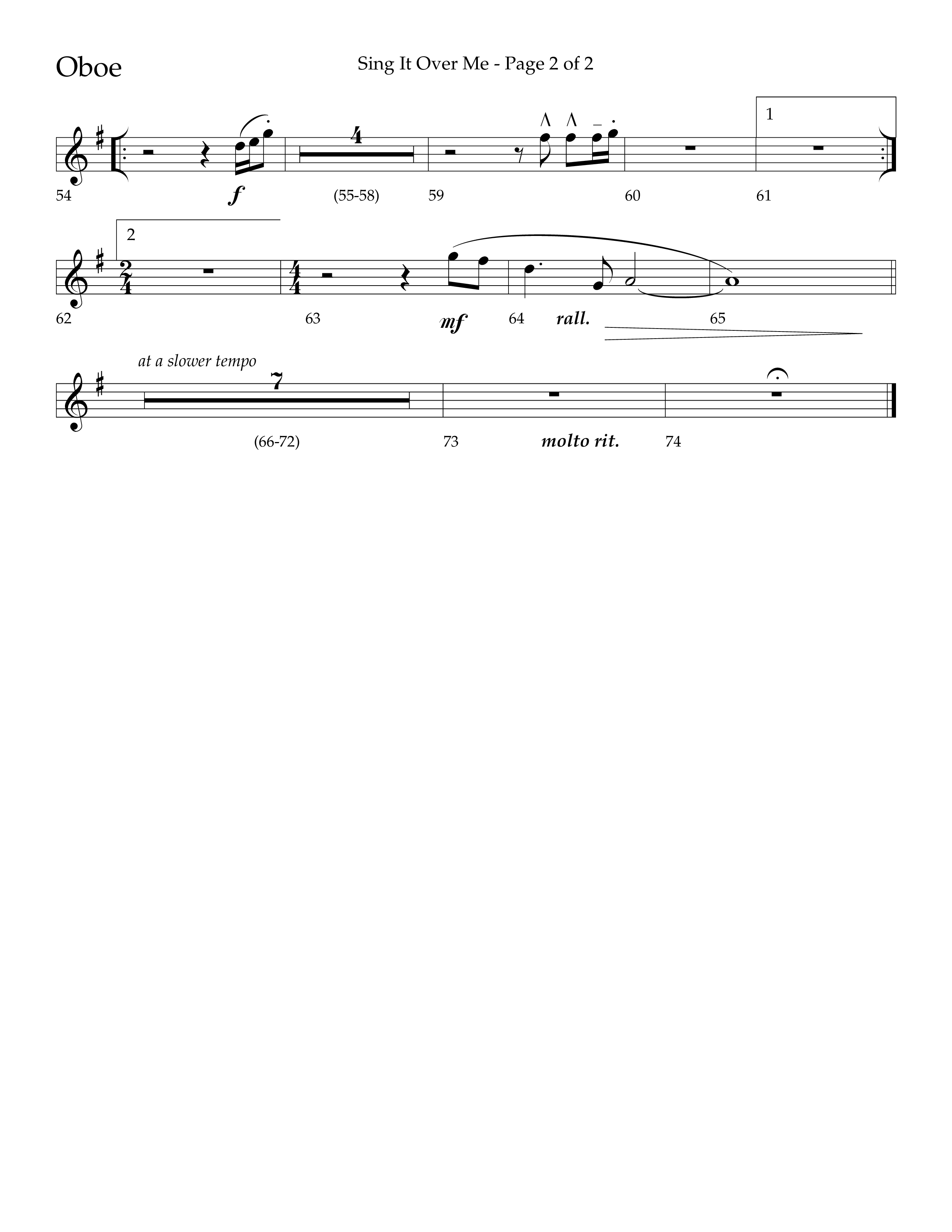 Sing It Over Me (Choral Anthem SATB) Oboe (Lifeway Choral / Arr. Geron Davis / Orch. J. Daniel Smith)