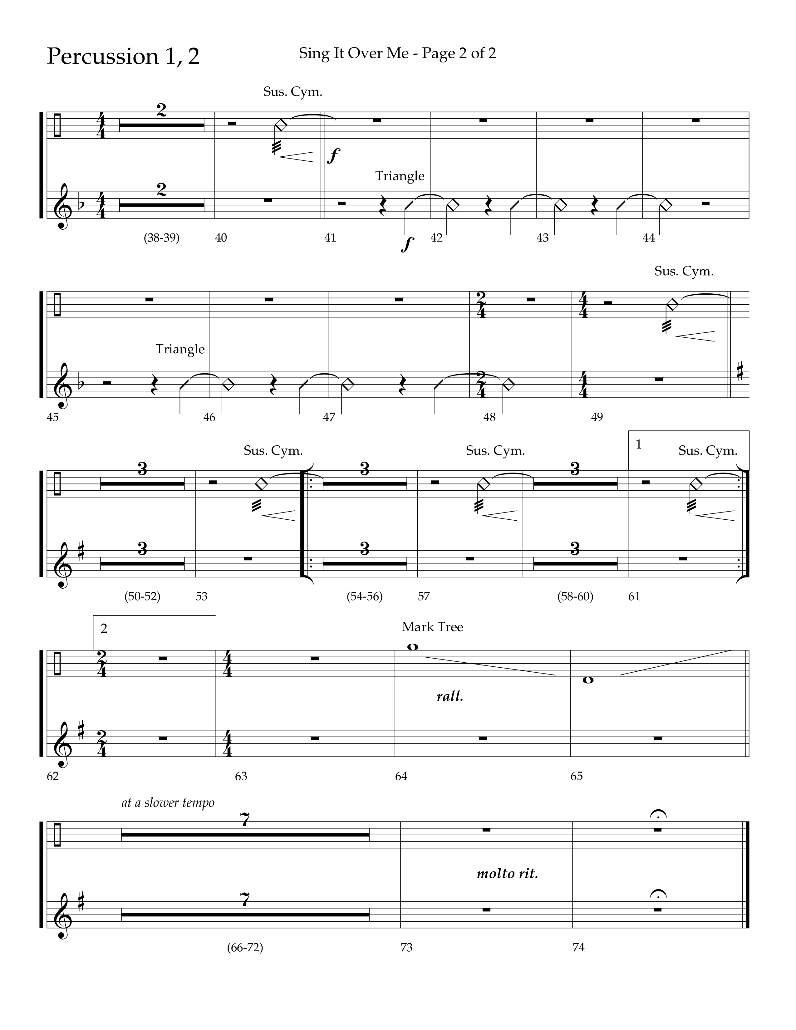 Sing It Over Me (Choral Anthem SATB) Percussion 1/2 (Lifeway Choral / Arr. Geron Davis / Orch. J. Daniel Smith)