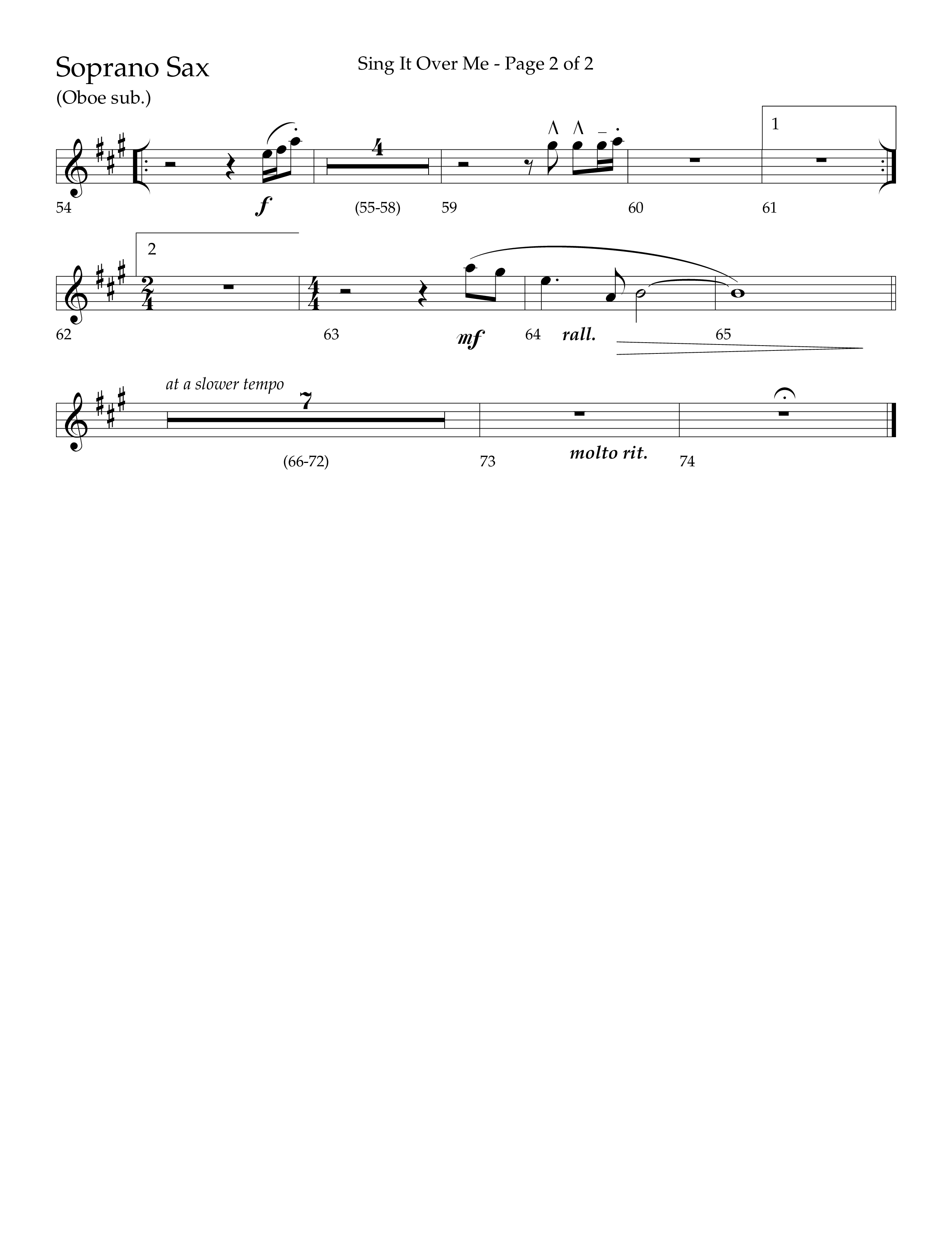Sing It Over Me (Choral Anthem SATB) Soprano Sax (Lifeway Choral / Arr. Geron Davis / Orch. J. Daniel Smith)