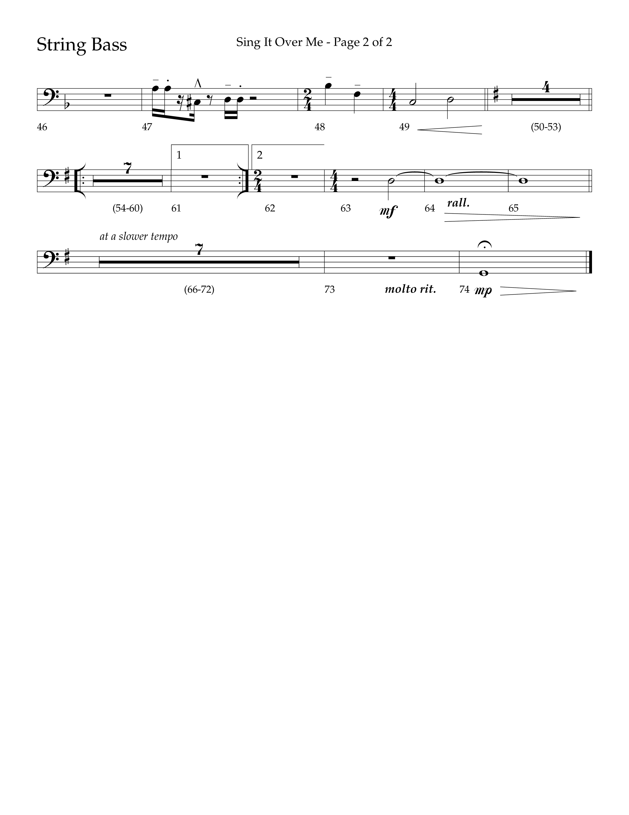 Sing It Over Me (Choral Anthem SATB) String Bass (Lifeway Choral / Arr. Geron Davis / Orch. J. Daniel Smith)