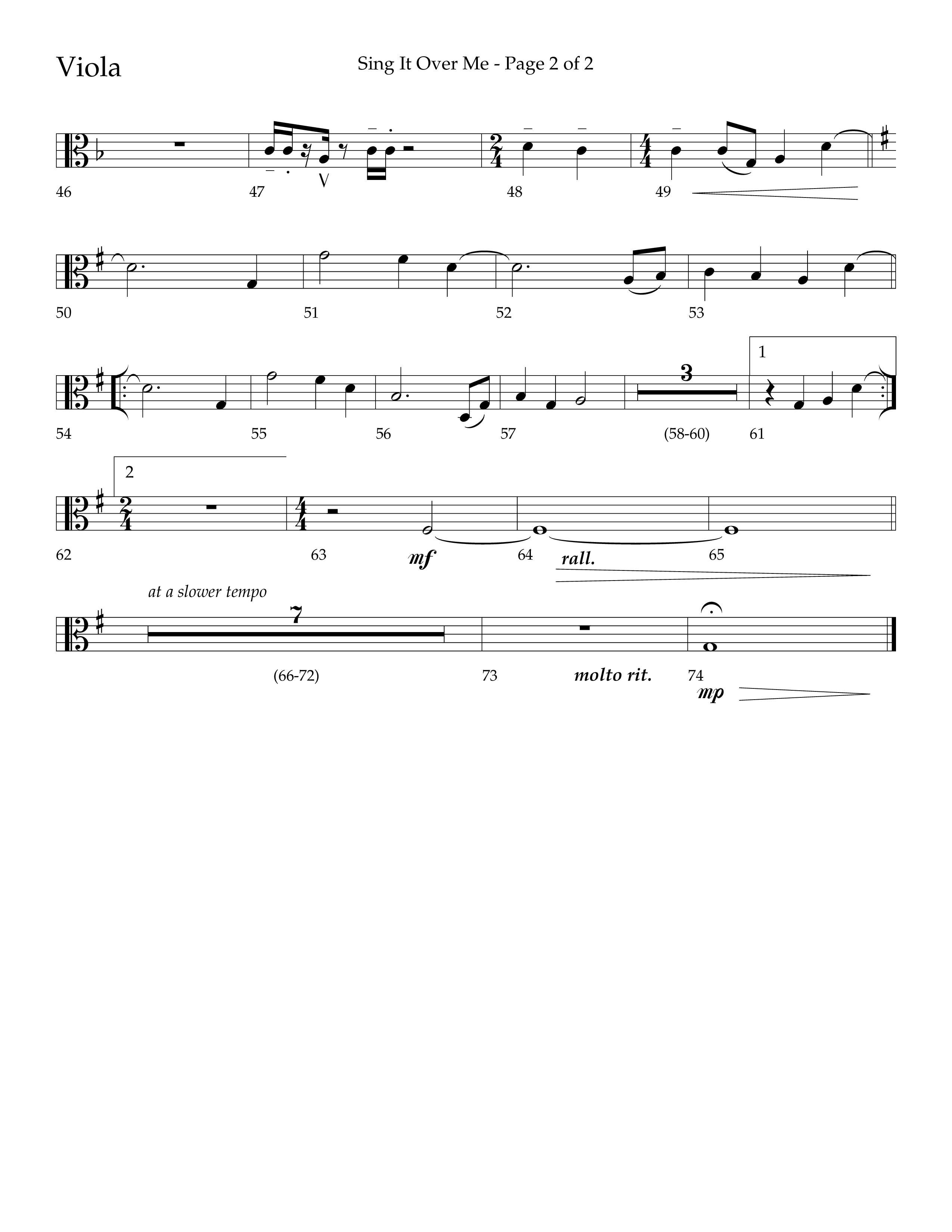 Sing It Over Me (Choral Anthem SATB) Viola (Lifeway Choral / Arr. Geron Davis / Orch. J. Daniel Smith)