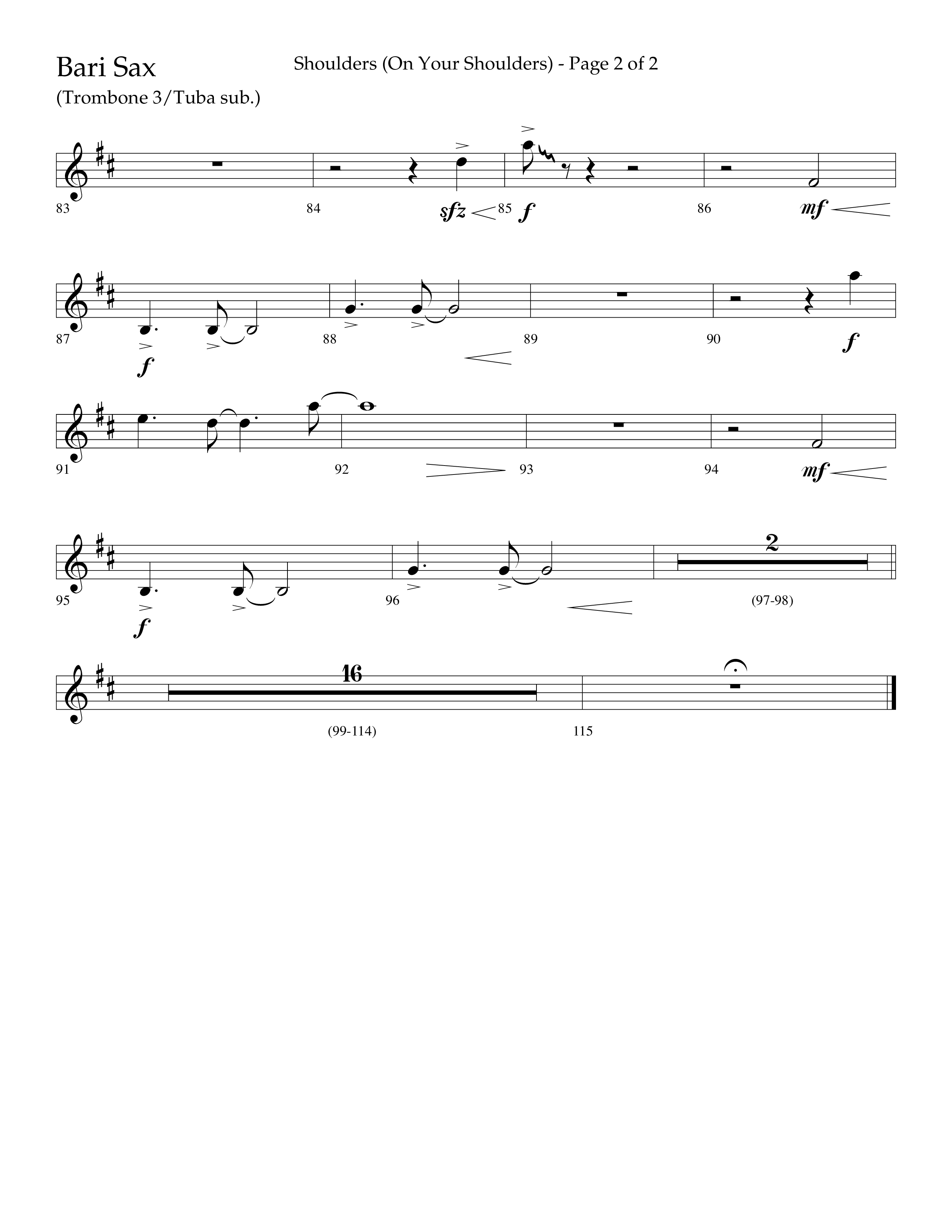 Shoulders (Choral Anthem SATB) Bari Sax (Lifeway Choral / Arr. Cliff Duren)