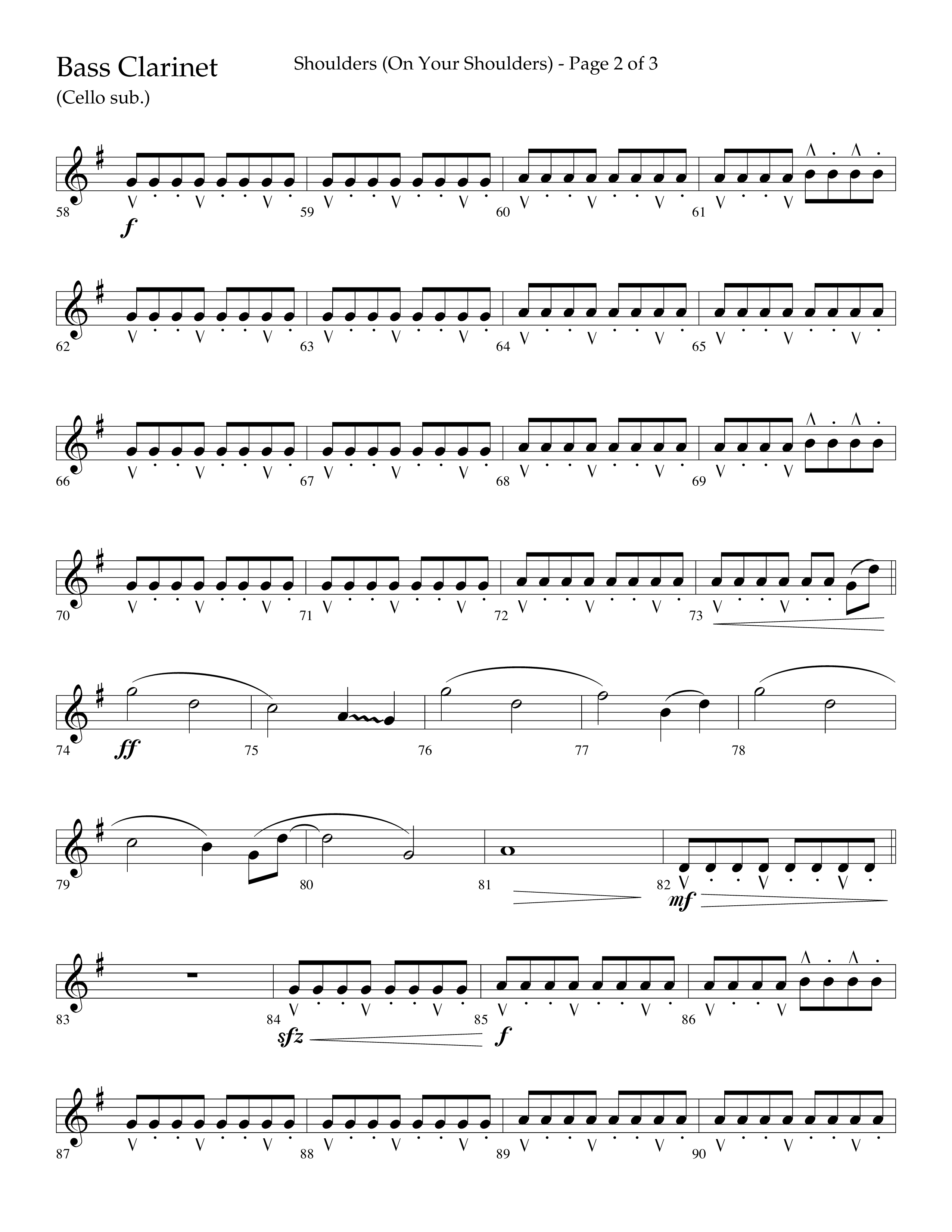 Shoulders (Choral Anthem SATB) Bass Clarinet (Lifeway Choral / Arr. Cliff Duren)