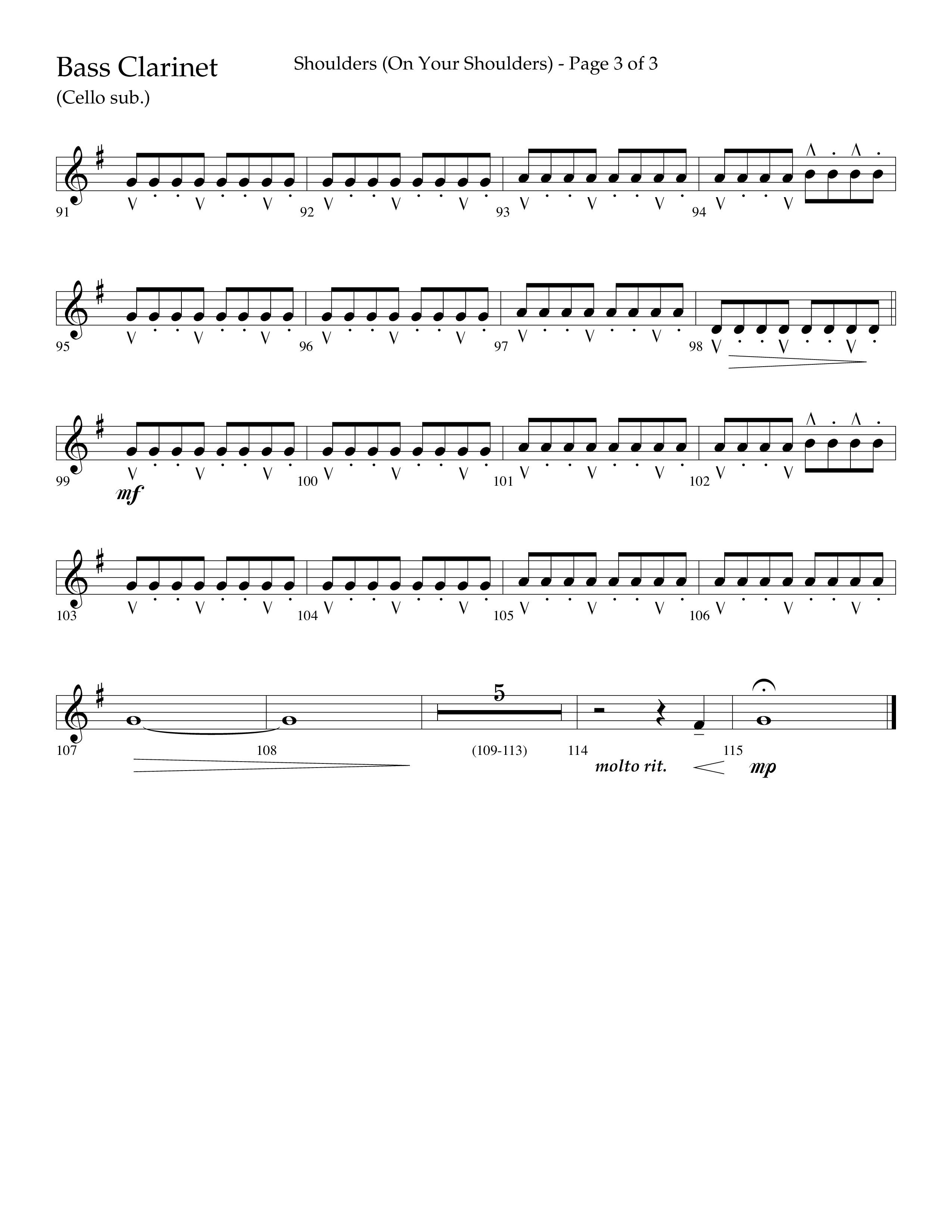 Shoulders (Choral Anthem SATB) Bass Clarinet (Lifeway Choral / Arr. Cliff Duren)