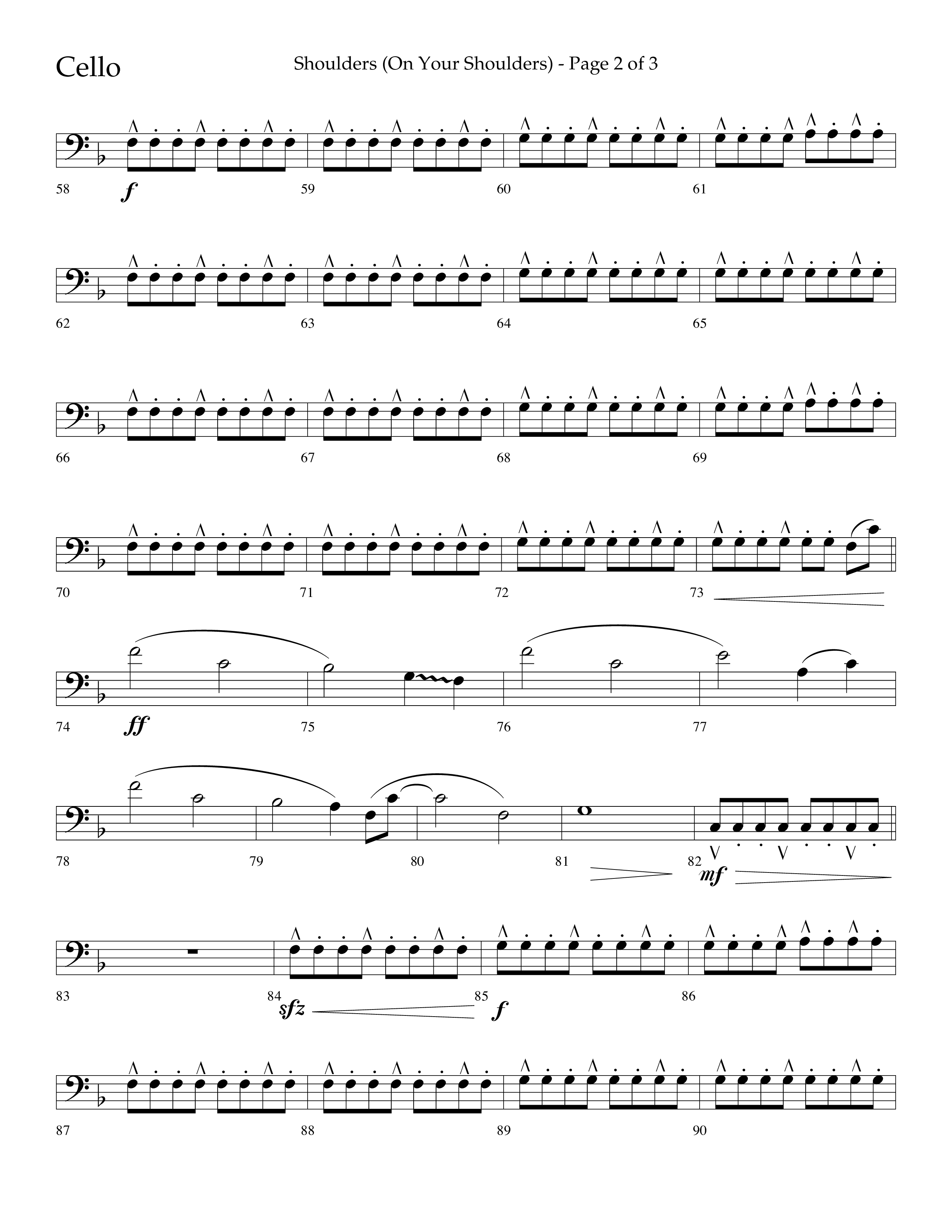 Shoulders (Choral Anthem SATB) Cello (Lifeway Choral / Arr. Cliff Duren)