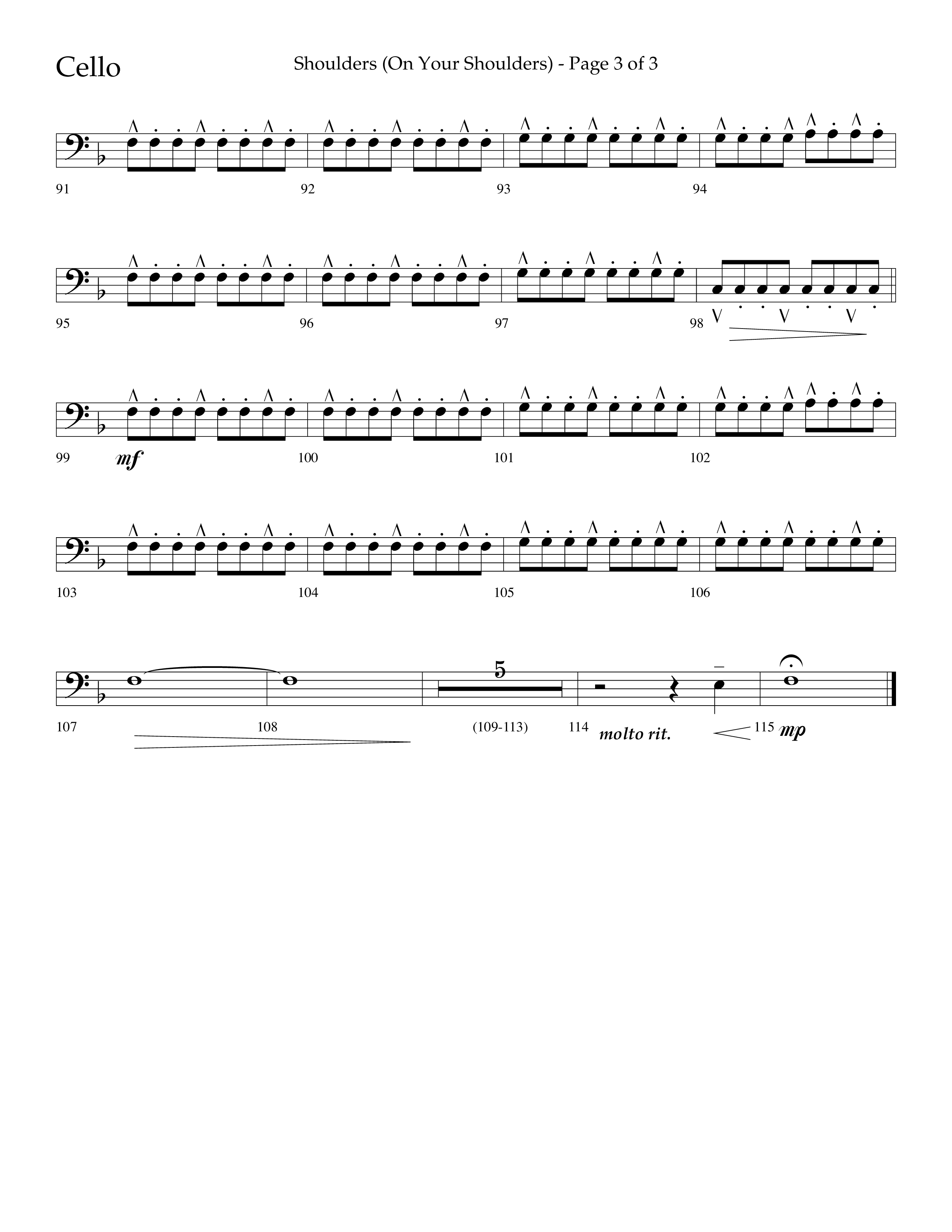 Shoulders (Choral Anthem SATB) Cello (Lifeway Choral / Arr. Cliff Duren)