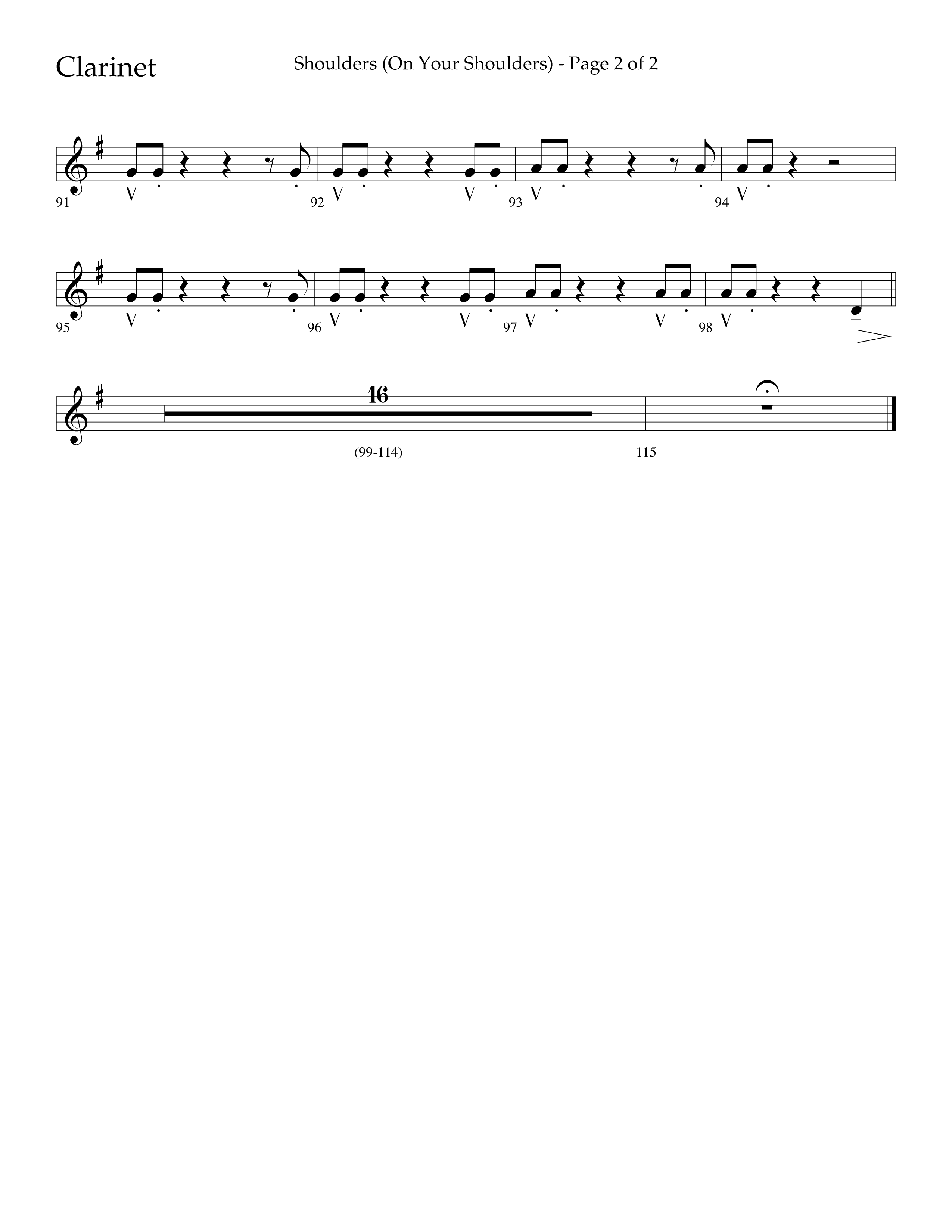 Shoulders (Choral Anthem SATB) Clarinet 1/2 (Lifeway Choral / Arr. Cliff Duren)