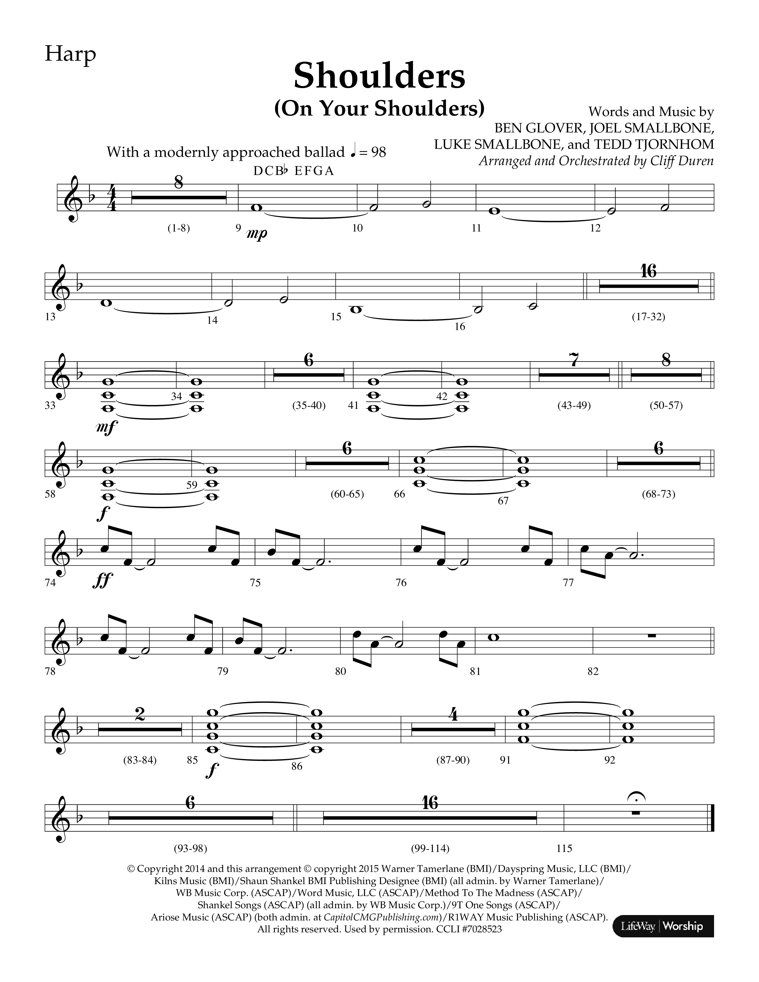 Shoulders (Choral Anthem SATB) Harp (Lifeway Choral / Arr. Cliff Duren)